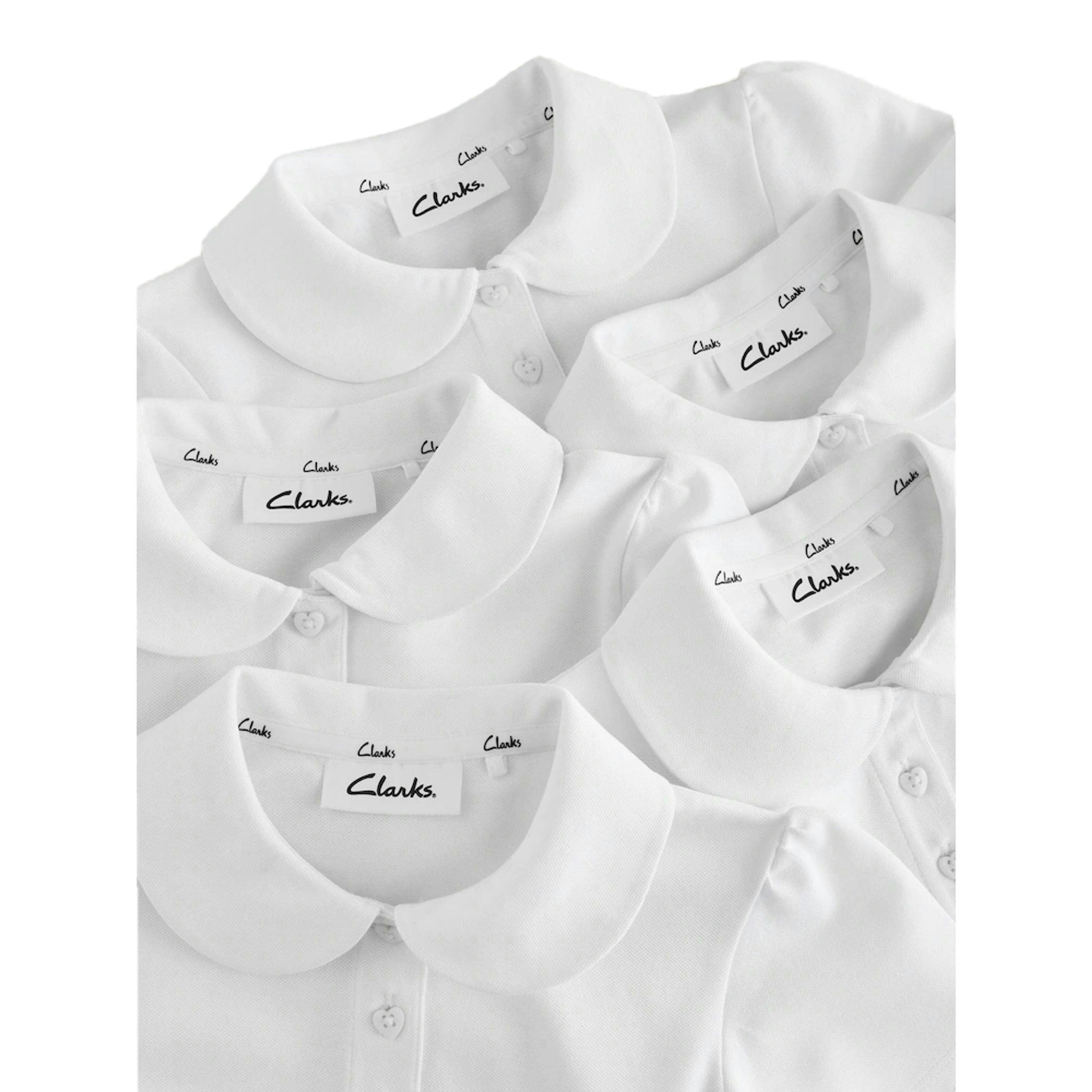 Clarks Girls Scallop Hem School Polo Shirt (Pack of 5) — White