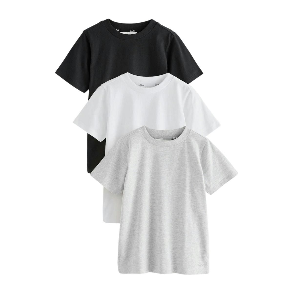 Clarks Boys Embroidered Logo Relaxed Fit T-Shirt (Pack of 3) — Black