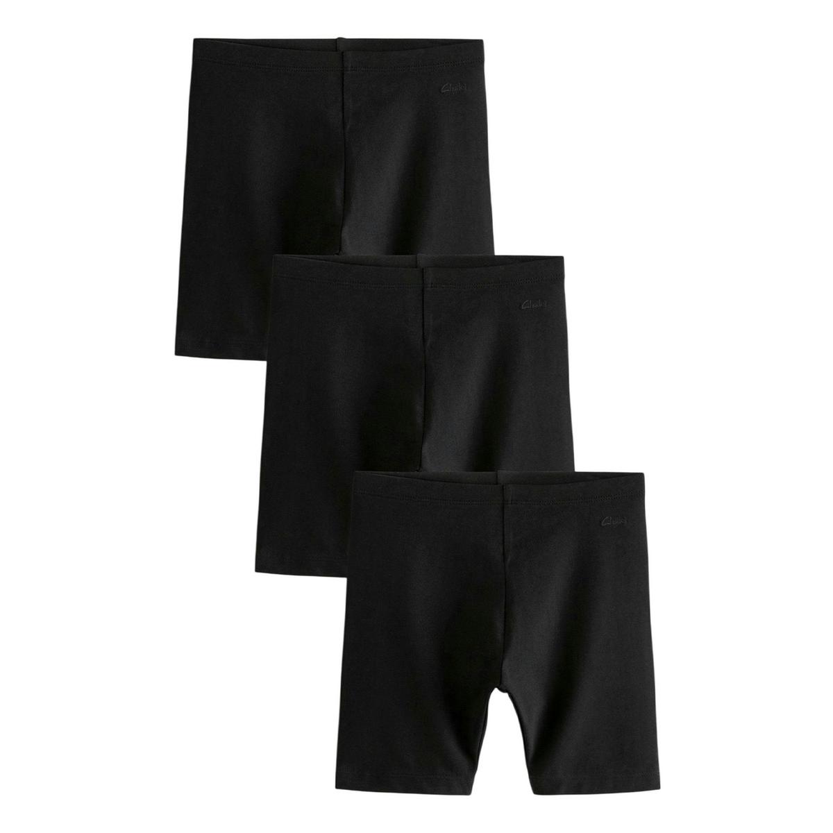 Clarks Girls Jersey Cycling Shorts (Pack of 3) — Black