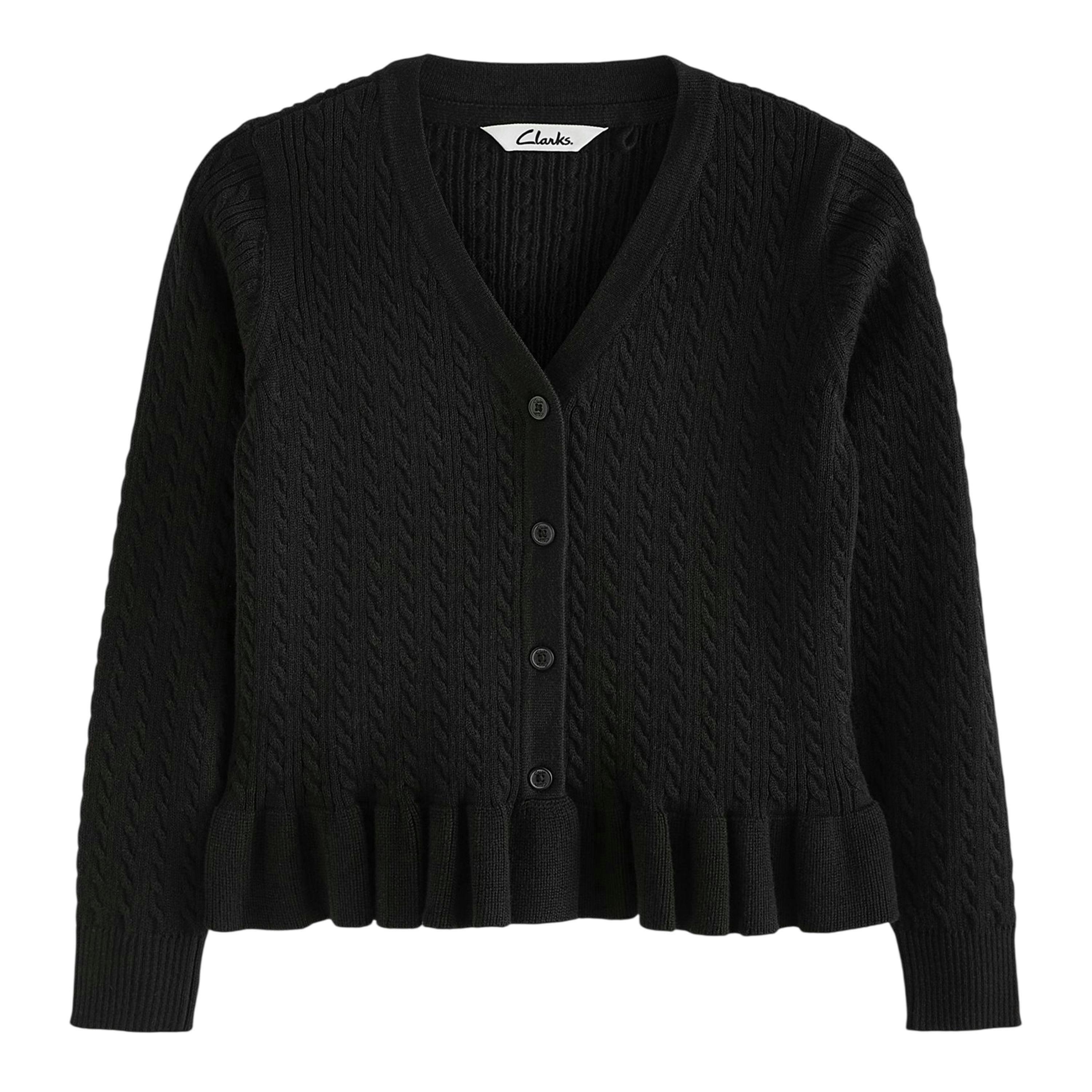 Clarks Girls Cable Knit Frill School Cardigan , view 1 of 3