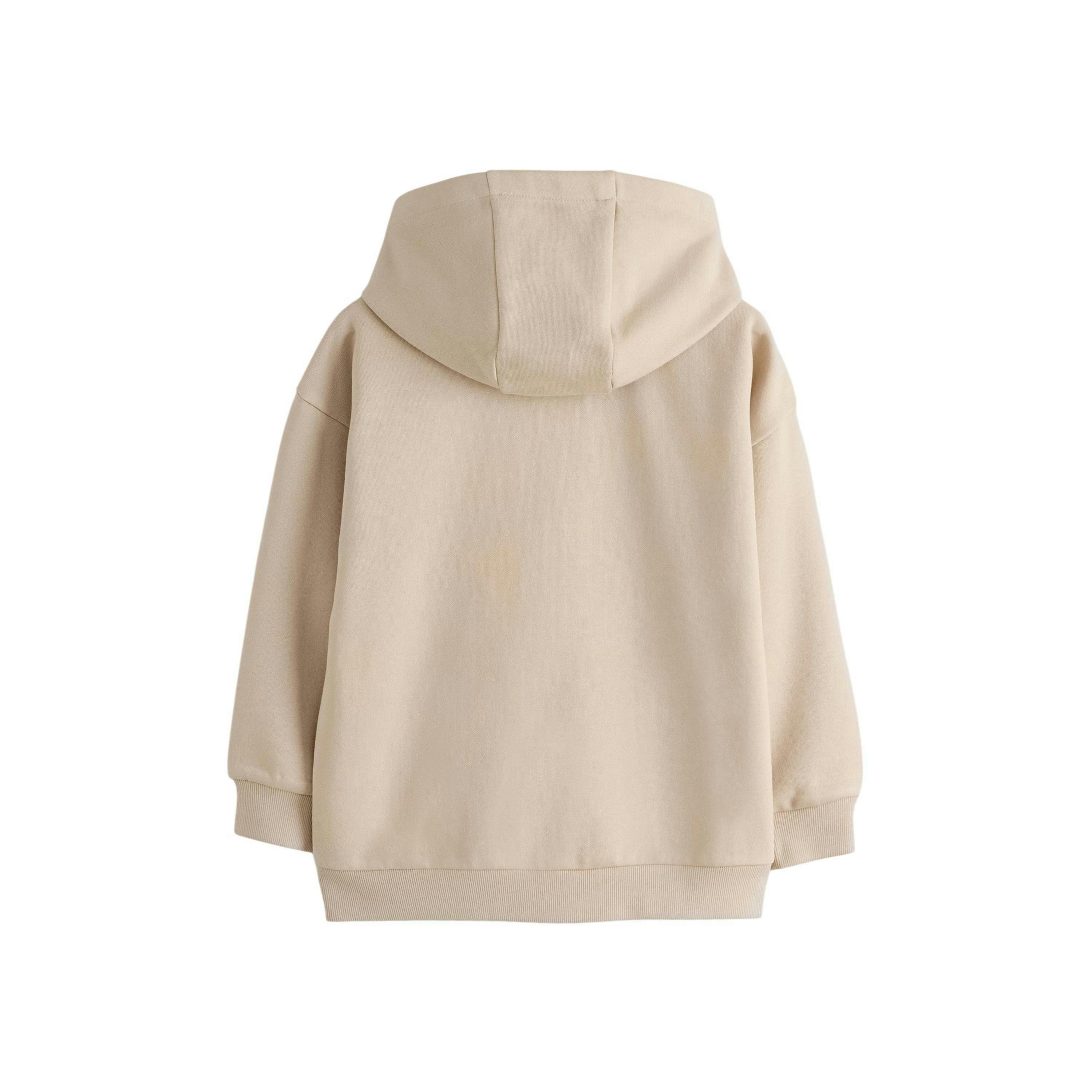 Clarks Boys Plain Full Zip Hoodie — Beige