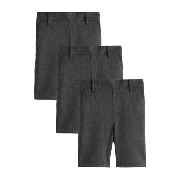 Clarks Boys Pull-On Regular School Shorts (Pack of 3) — Grey