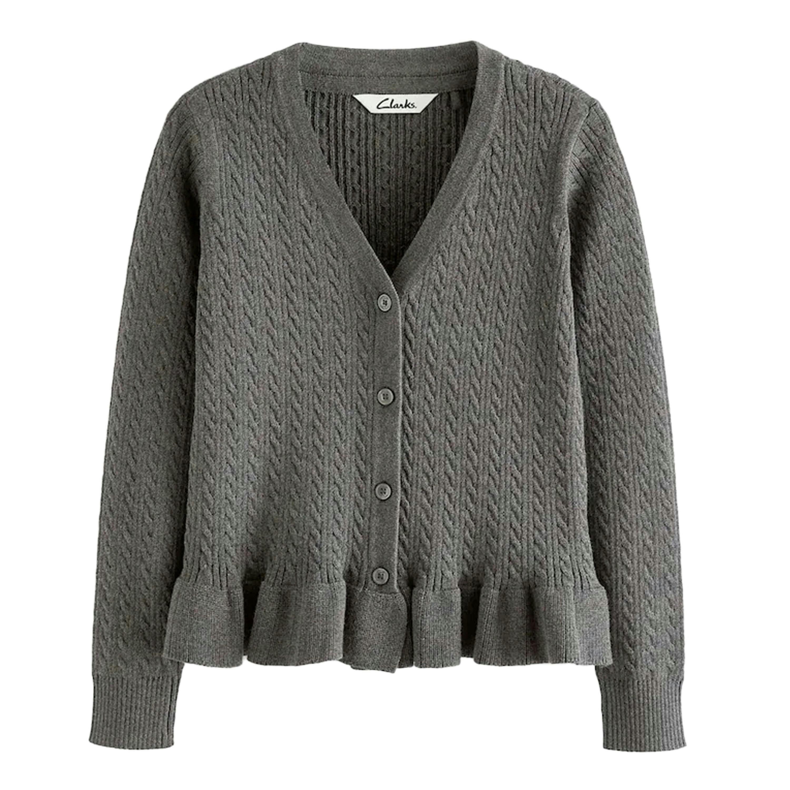 Clarks Girls Cable Knit Frill Cardigan , view 1 of 4