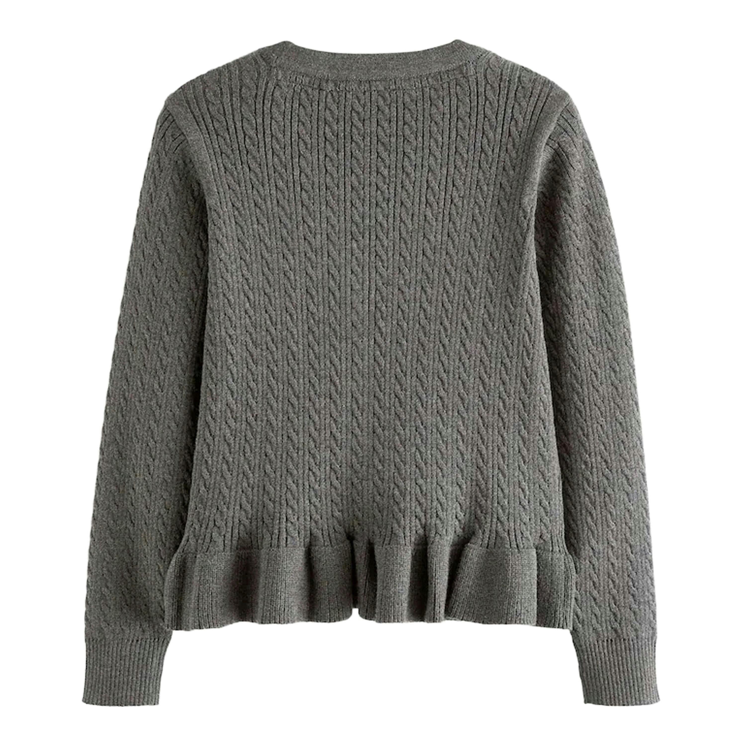 Clarks Girls Cable Knit Frill Cardigan — Grey