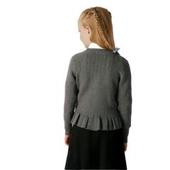 Clarks Girls Cable Knit Frill Cardigan — Grey 4