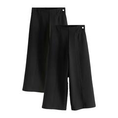 Clarks Girls Wide Leg School Trousers (Pack of 2) — Black 1