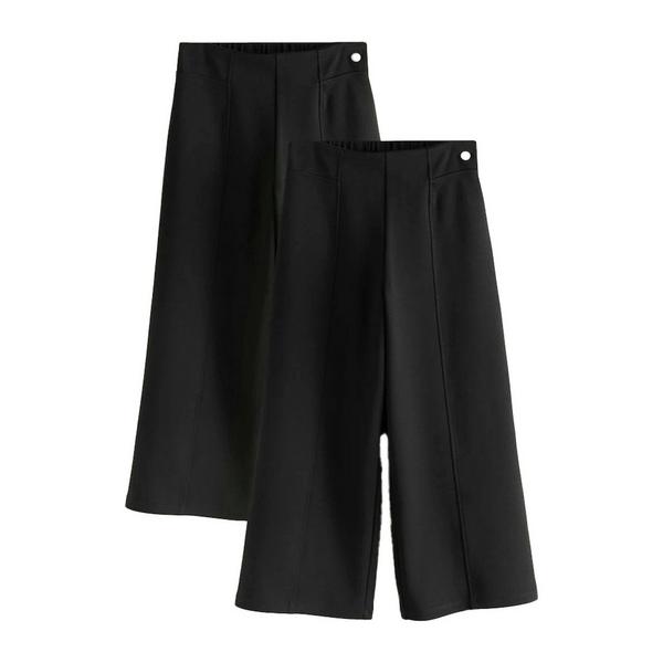 Clarks Girls Wide Leg School Trousers (Pack of 2) — Black
