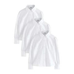 Clarks Girls Fitted Long-Sleeved School Shirt (Pack of 3) — White 1
