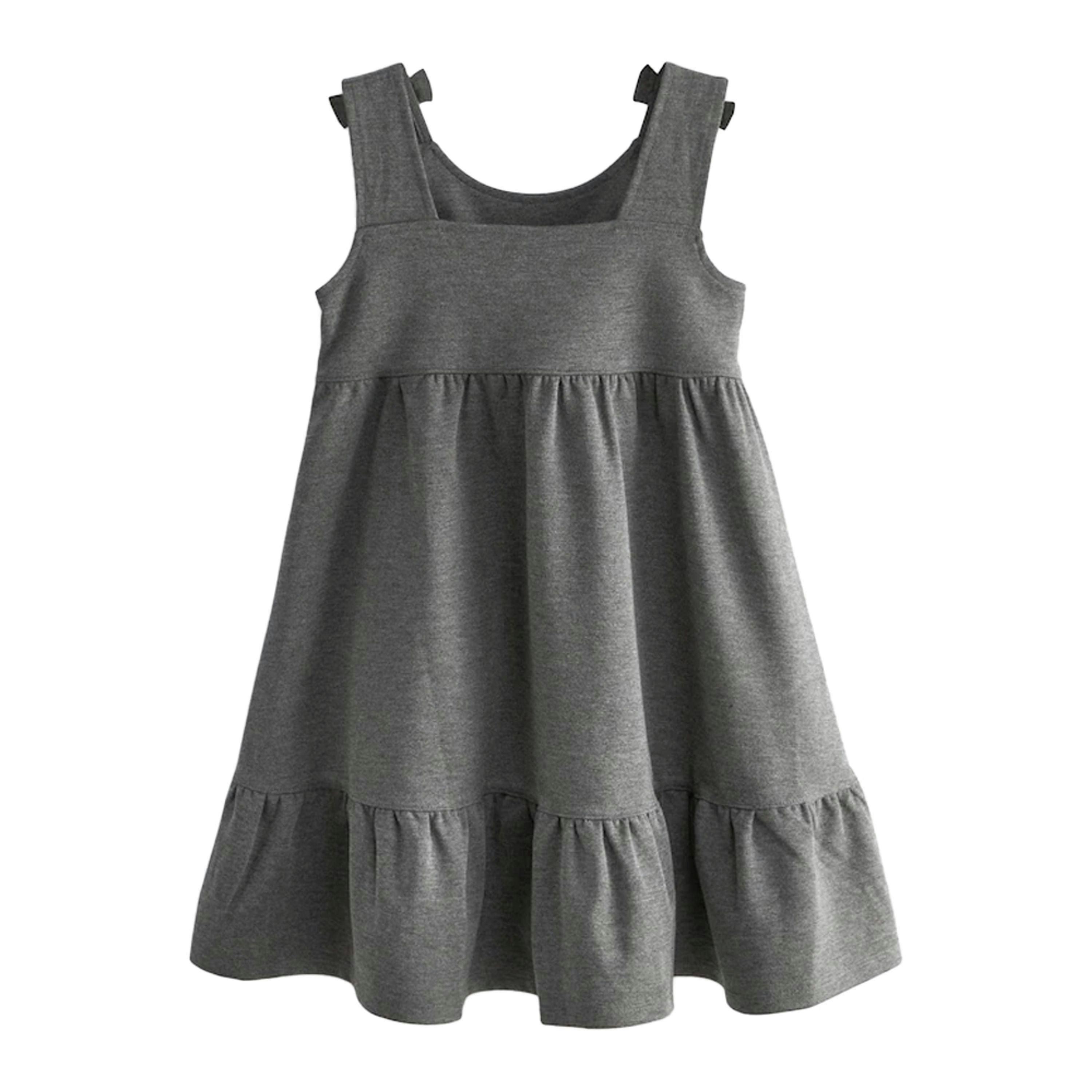 Clarks Girls Ponte Bow Detail Pinafore Dress — Grey