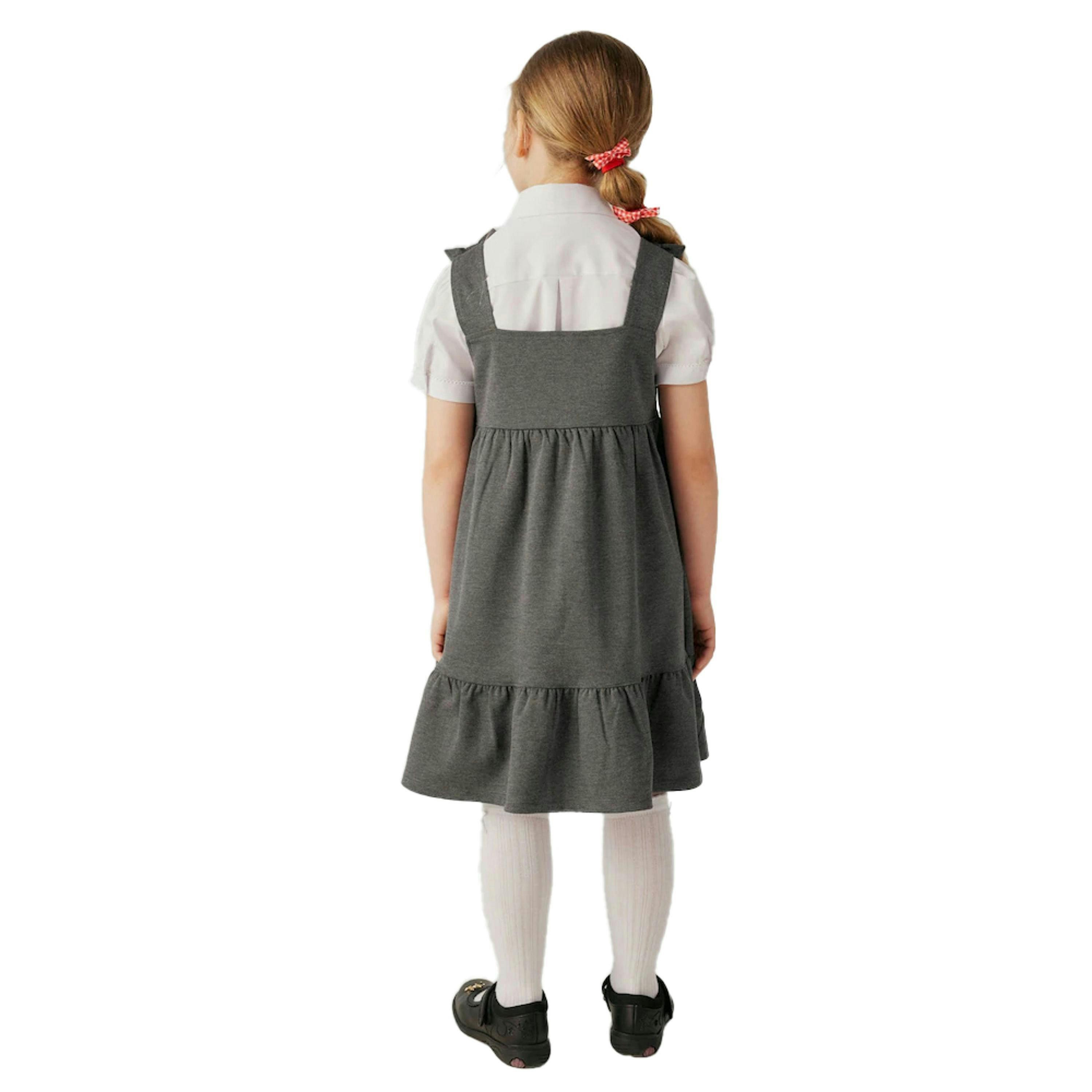 Clarks Girls Ponte Bow Detail Pinafore Dress — Grey