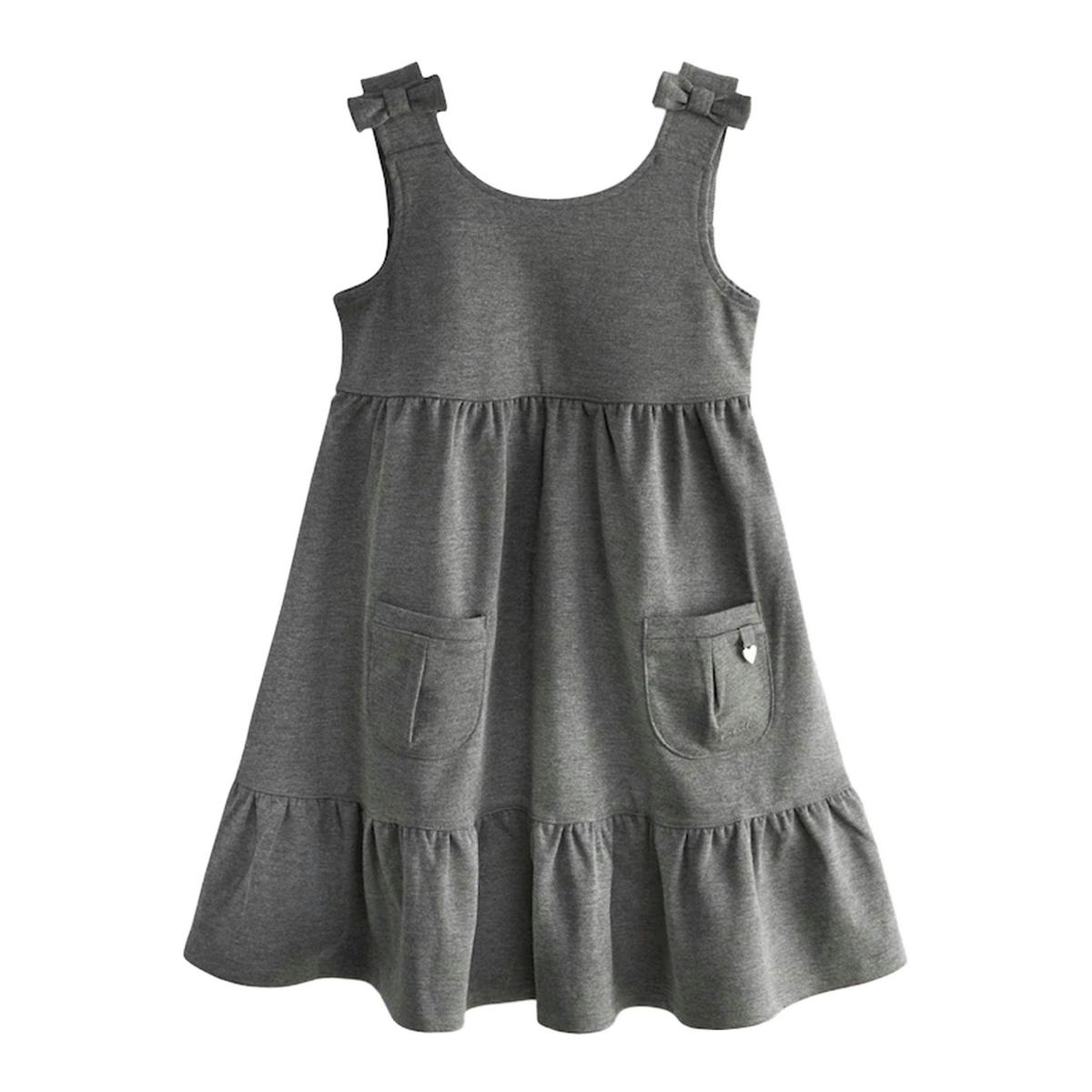 Clarks Girls Ponte Bow Detail Pinafore Dress — Grey