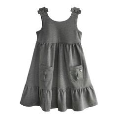 Clarks Girls Ponte Bow Detail Pinafore Dress — Grey 1