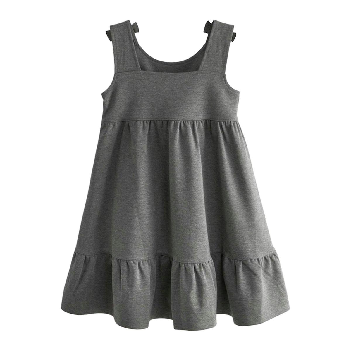 Clarks Girls Ponte Bow Detail Pinafore Dress — Grey