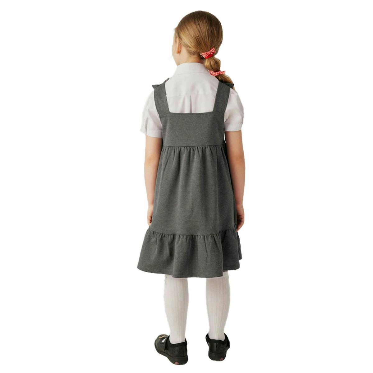 Clarks Girls Ponte Bow Detail Pinafore Dress — Grey