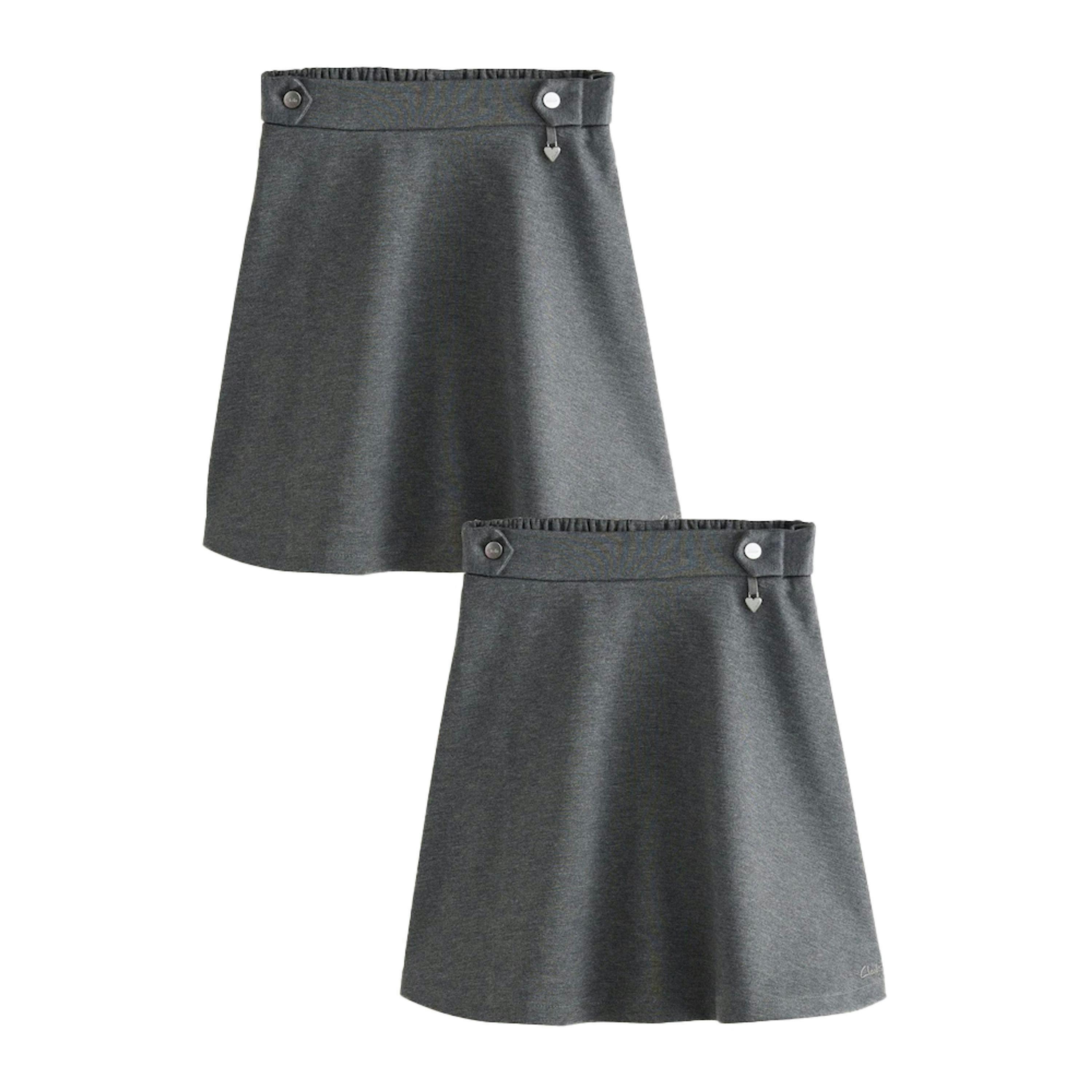 Clarks Girls Ponte Skater School Skirt (Pack of 2) — Grey