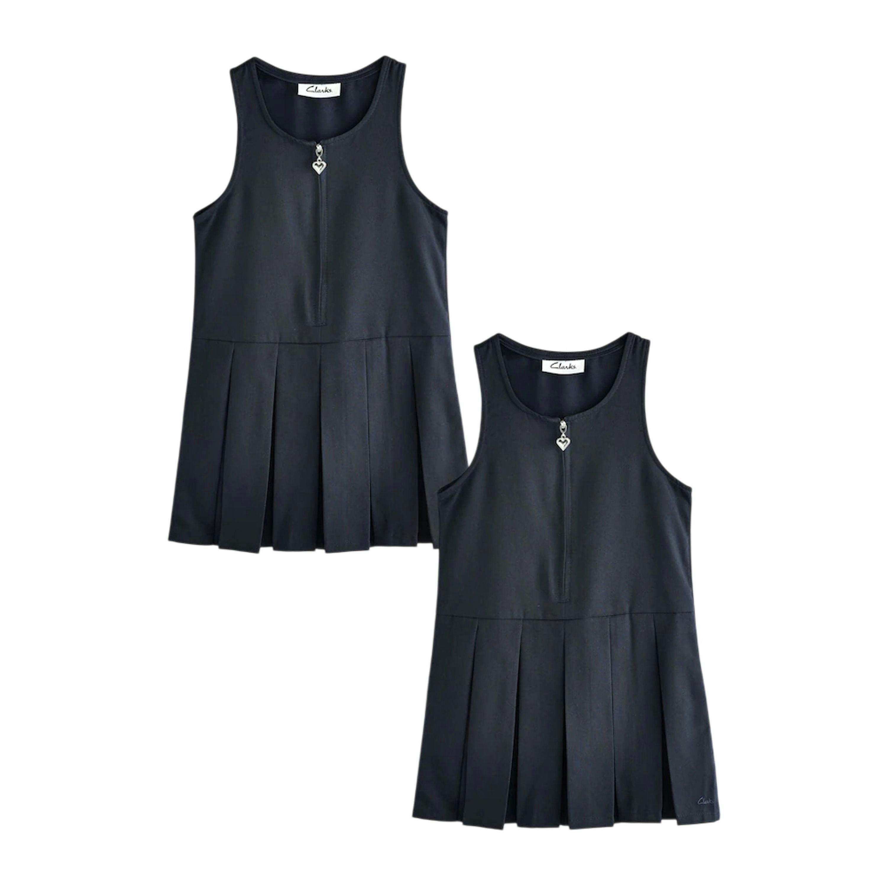 Clarks Girls Pleated Front Pinafore Dress (Pack of 2) , view 1 of 4