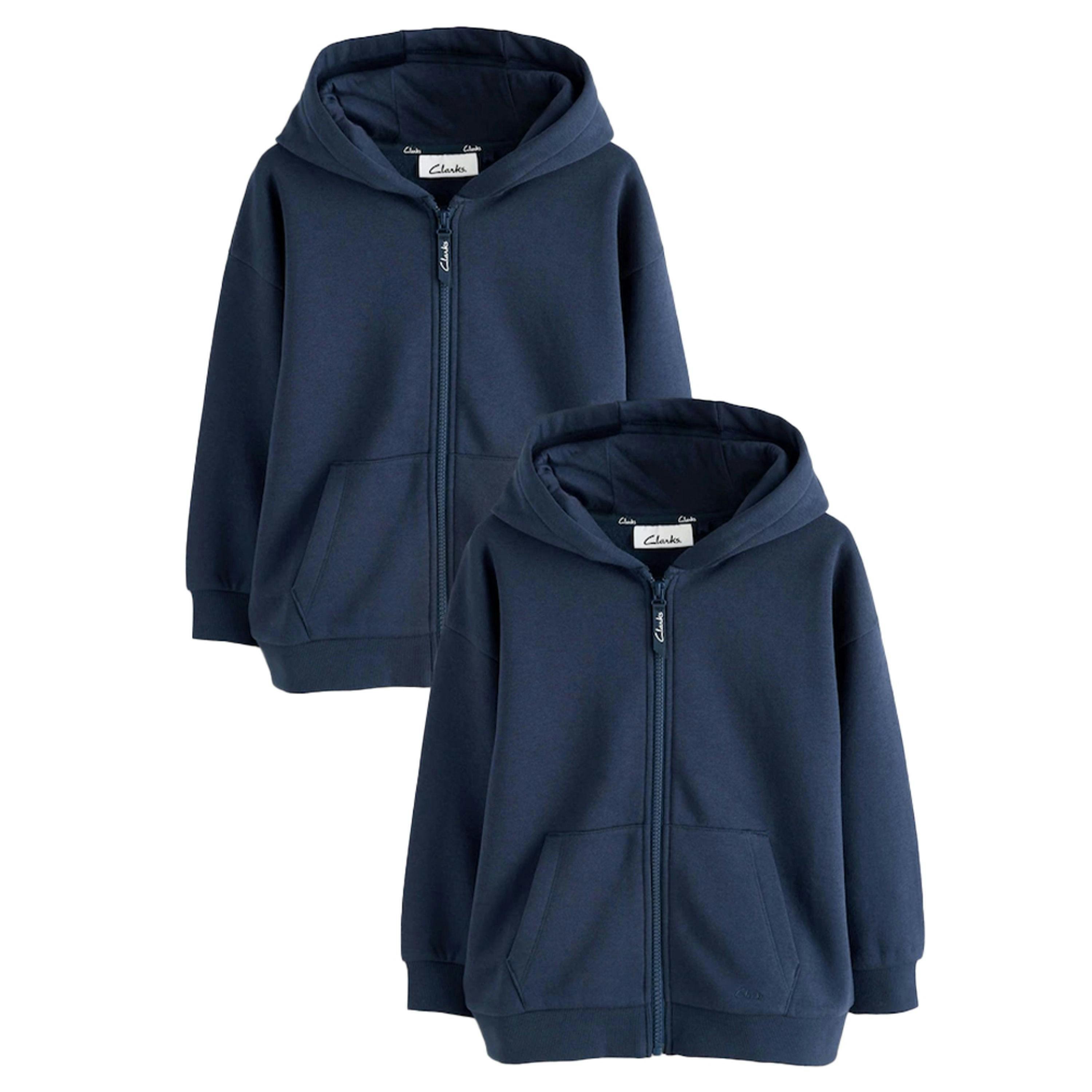 Clarks Boys Embroidered Logo Full Zip Hoodie (Pack of 2) — Green/Black/Blue
