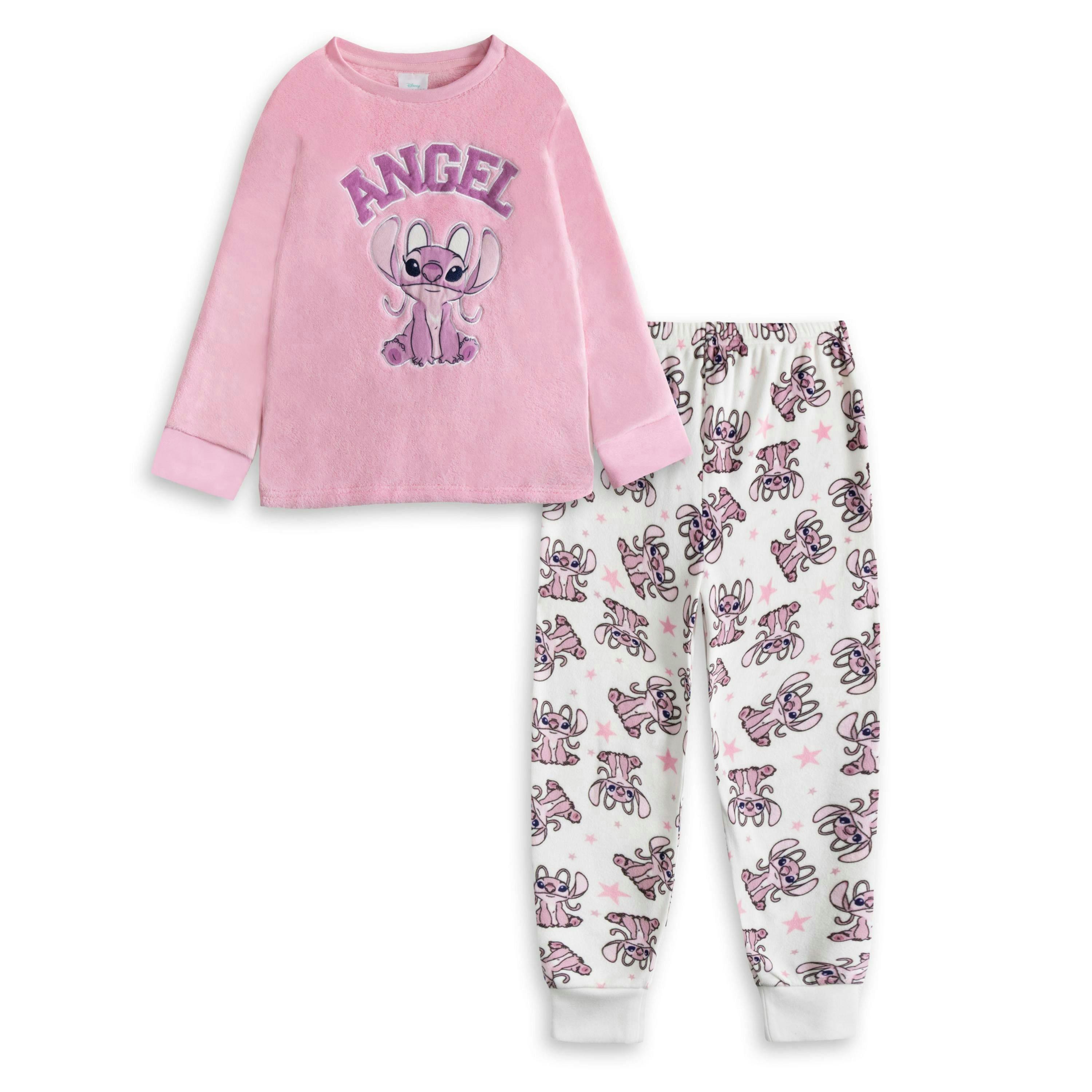 Lilo & Stitch Girls Pink Angel Long Sleeve Long Leg Pyjama Set by Vanilla Underground , view 1 of 1