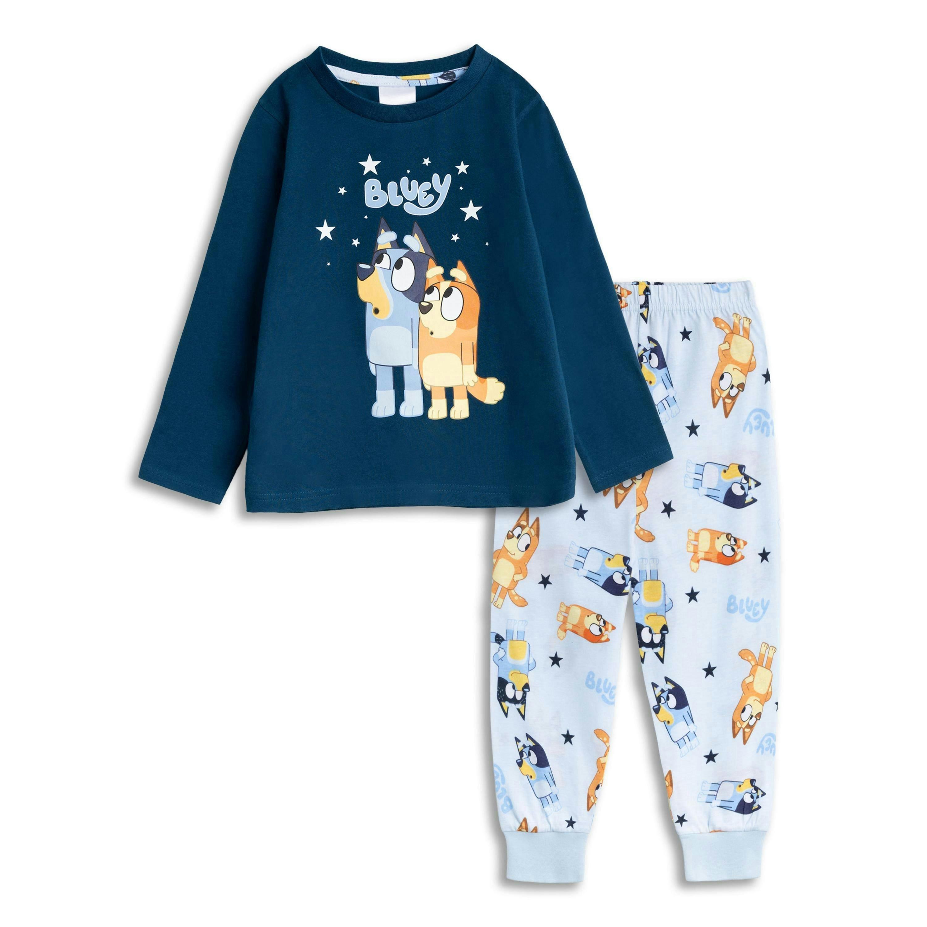 Bluey Unisex Kids Blue Family Long Sleeve Long Leg Pyjama Set by Vanilla Underground , view 1 of 1