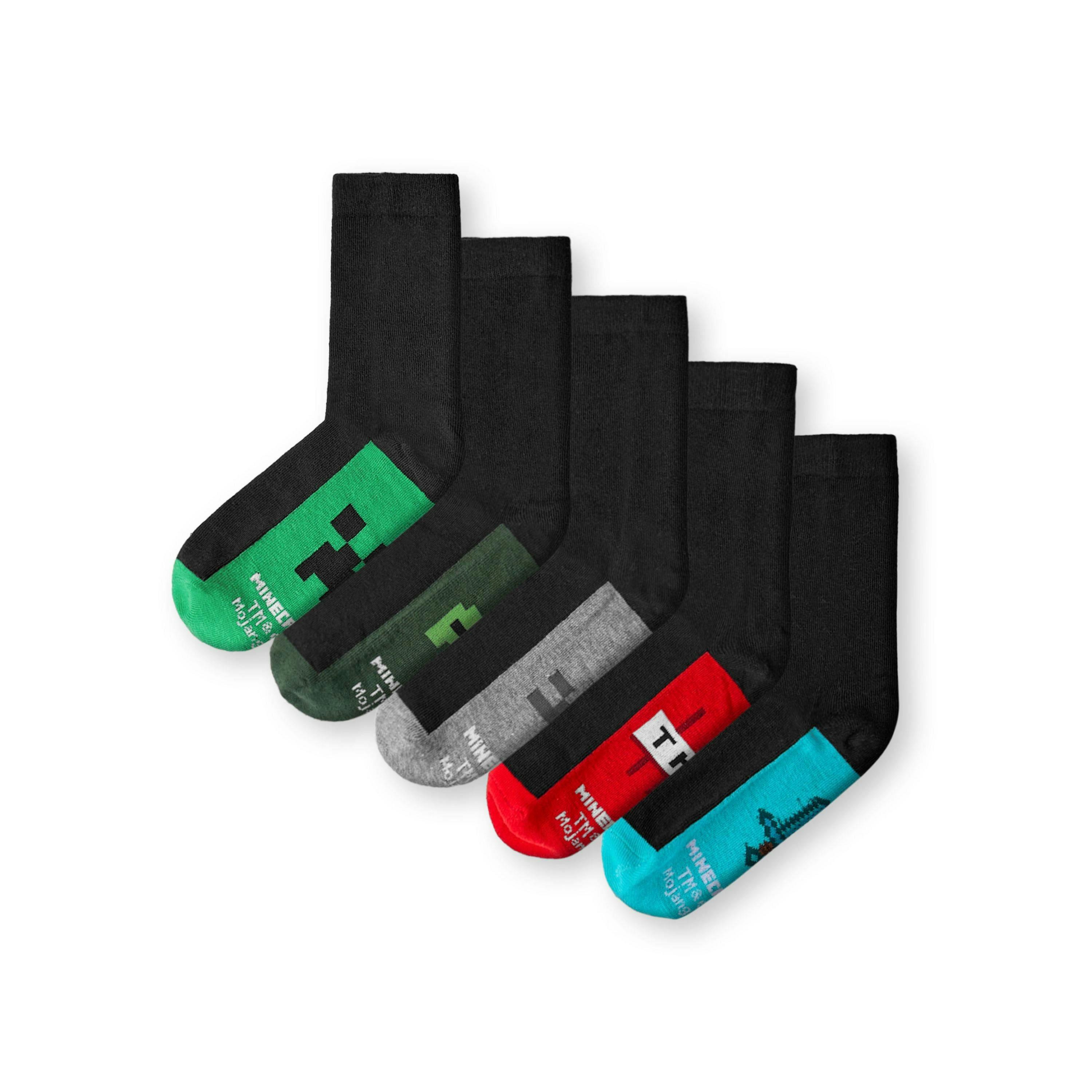 Minecraft Boys Multicoloured School Calf Socks Set of 5 by Vanilla Underground , view 1 of 1