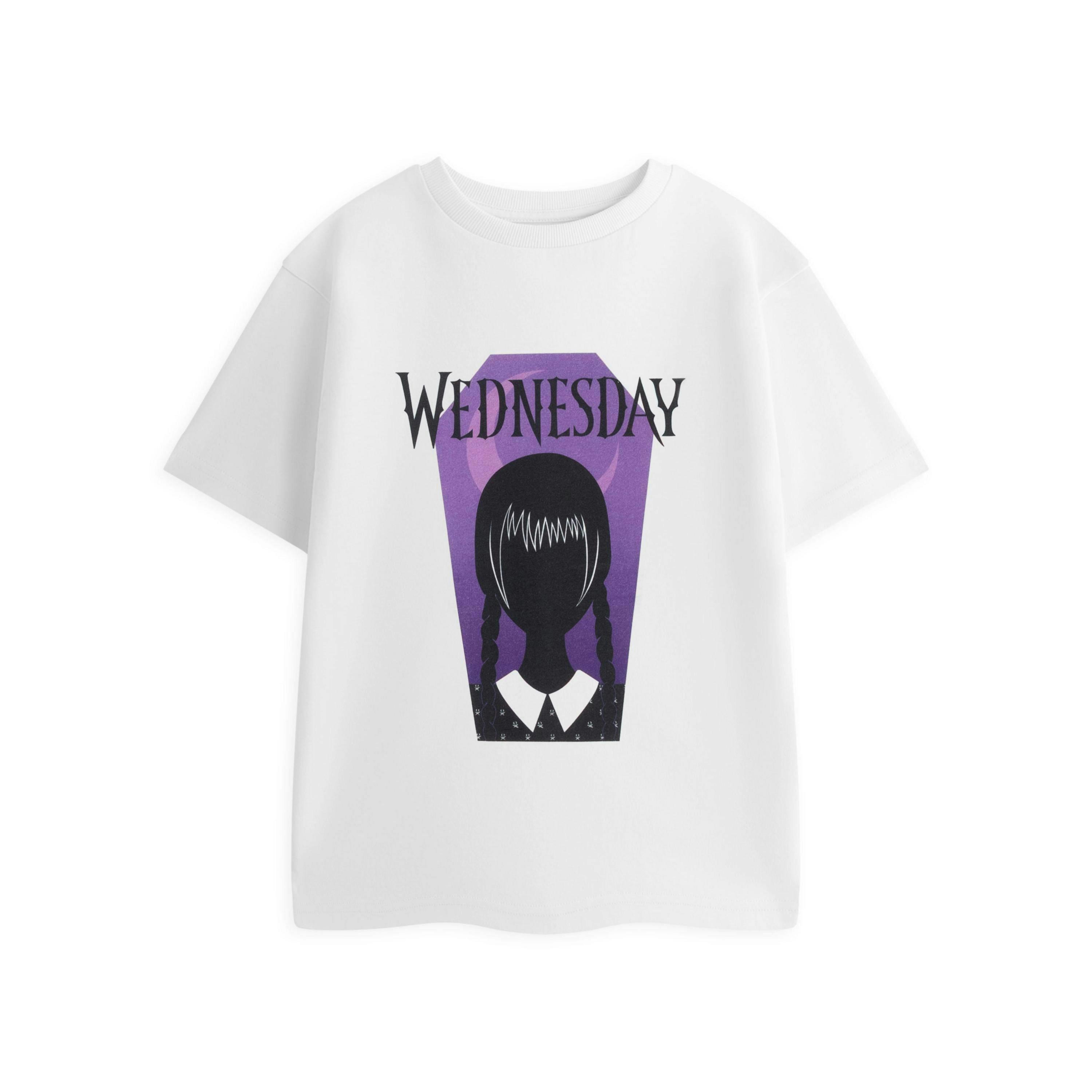 Wednesday Girls White Coffin Short Sleeved T-Shirt by Vanilla Underground , view 1 of 1