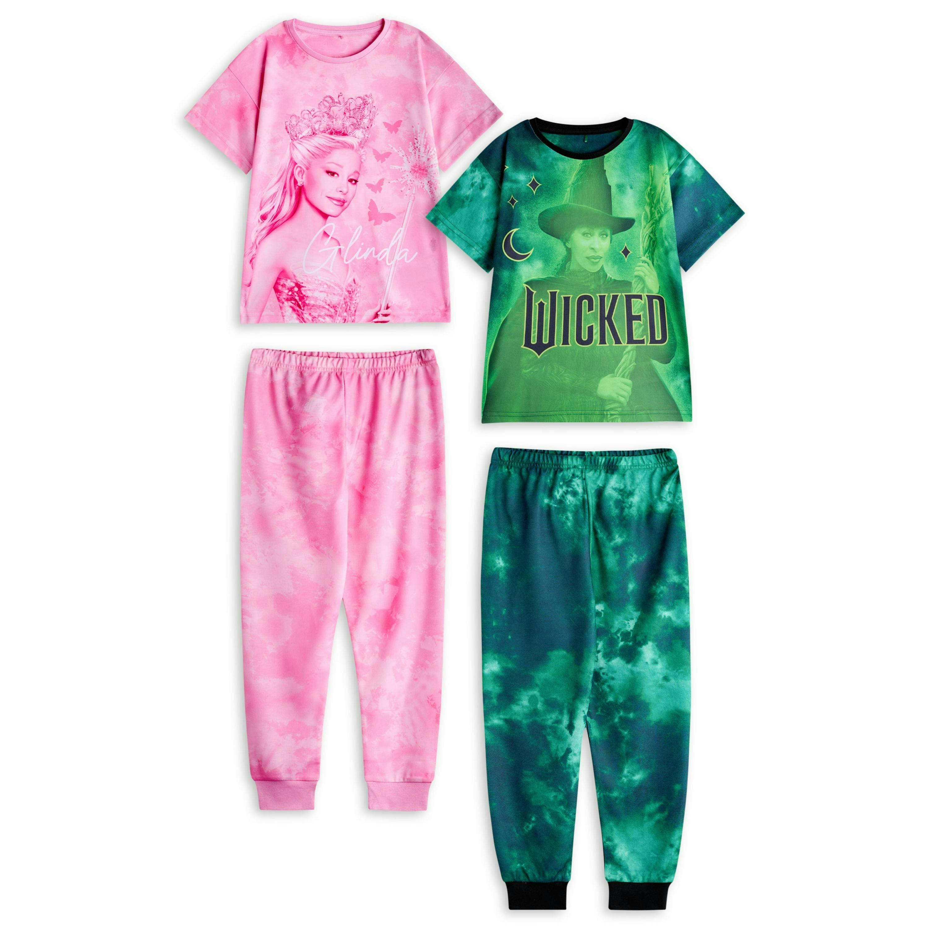 Wicked Girls Multicoloured Glinda & Elphaba Multi-Pack of 2 Short Sleeve Long Leg Pyjama Set by Vanilla Underground , view 1 of 1