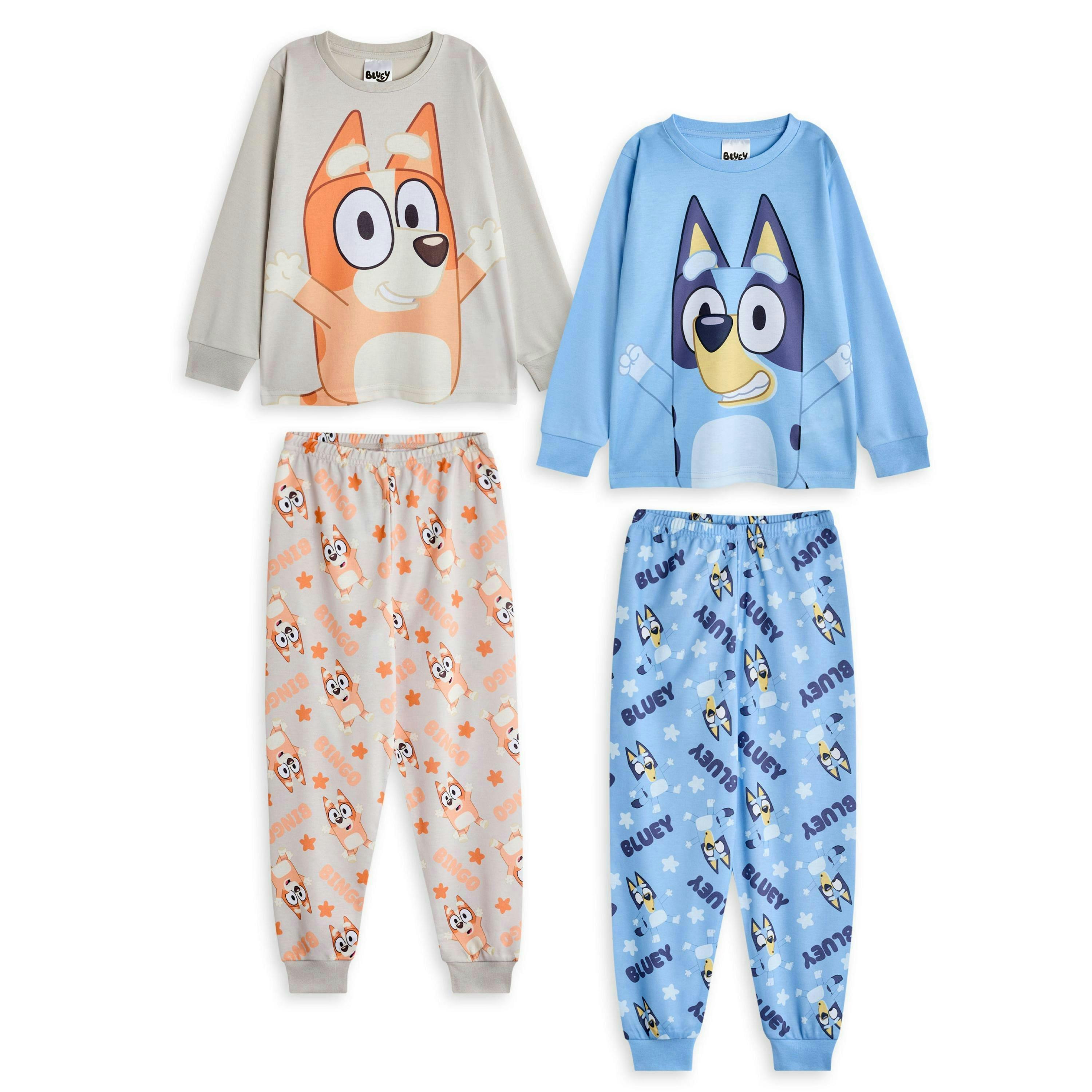 Bluey Unisex Kids Multicoloured Multi Character Multi-Pack of 2 Long Sleeve Long Leg Pyjama Set by Vanilla Underground , view 1 of 1