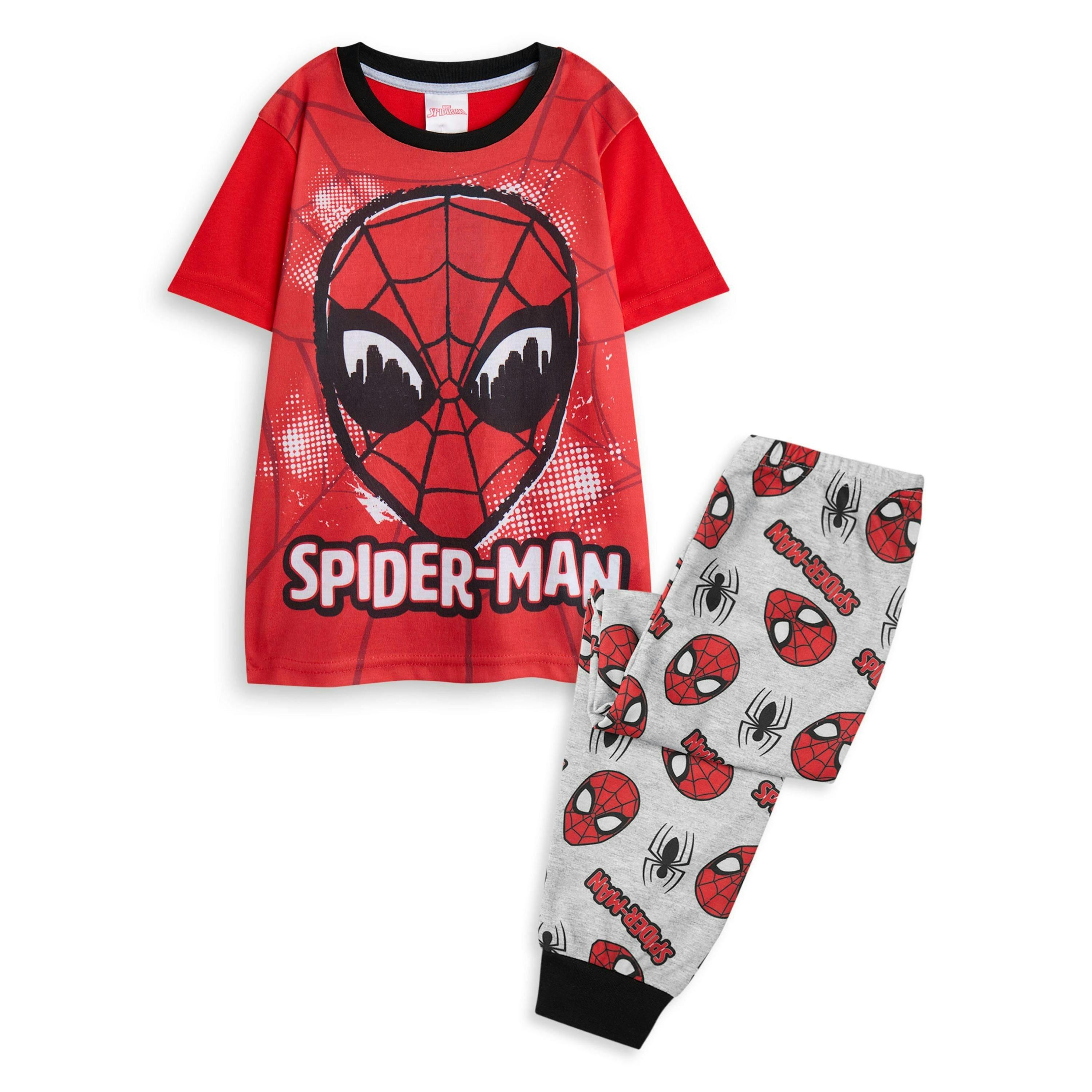 Marvel Boys Red Character Face Short Sleeve Long Leg Pyjama Set by Vanilla Underground , view 1 of 1