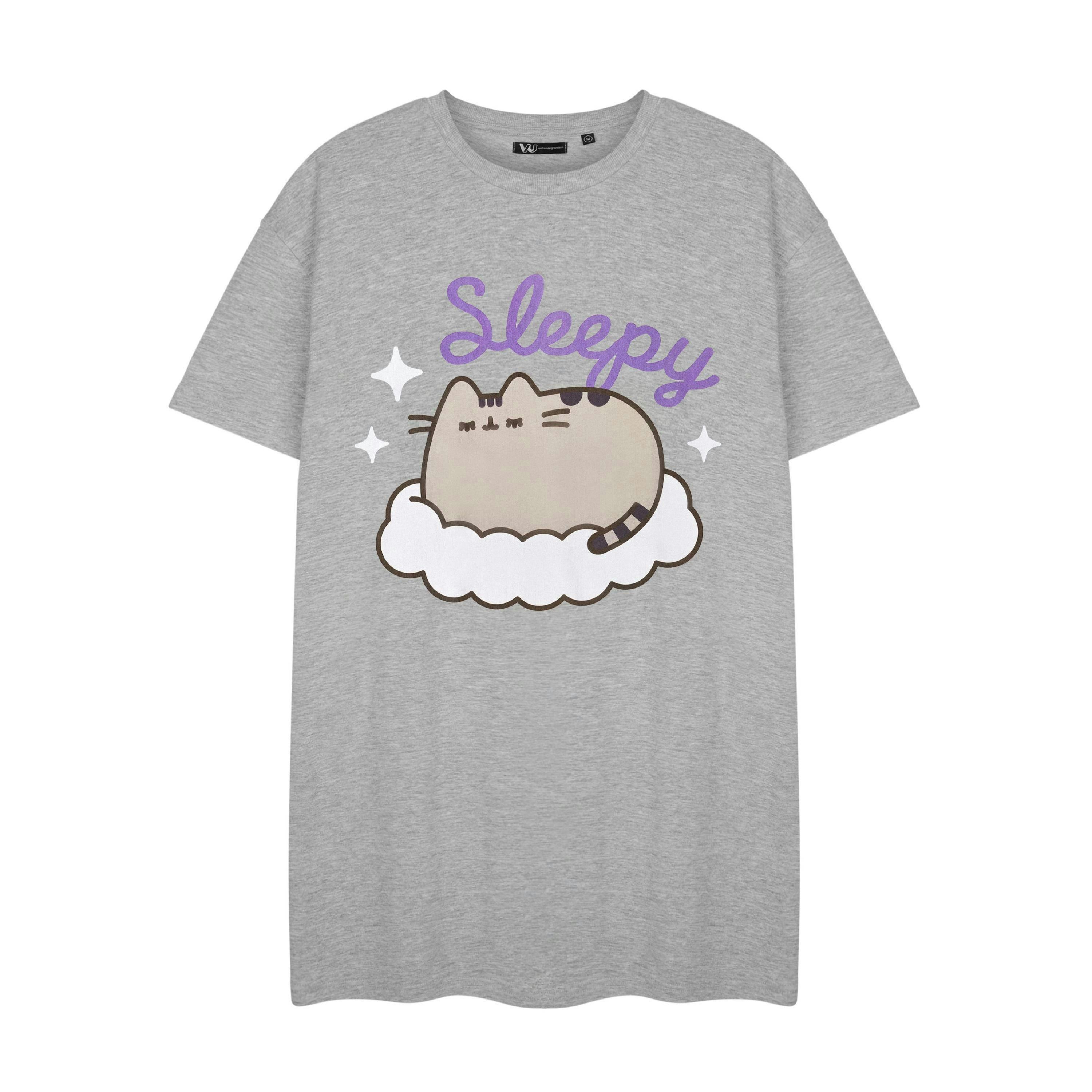 Pusheen Womens Grey Sleepy Short Sleeve Nightdress by Vanilla Underground , view 1 of 1