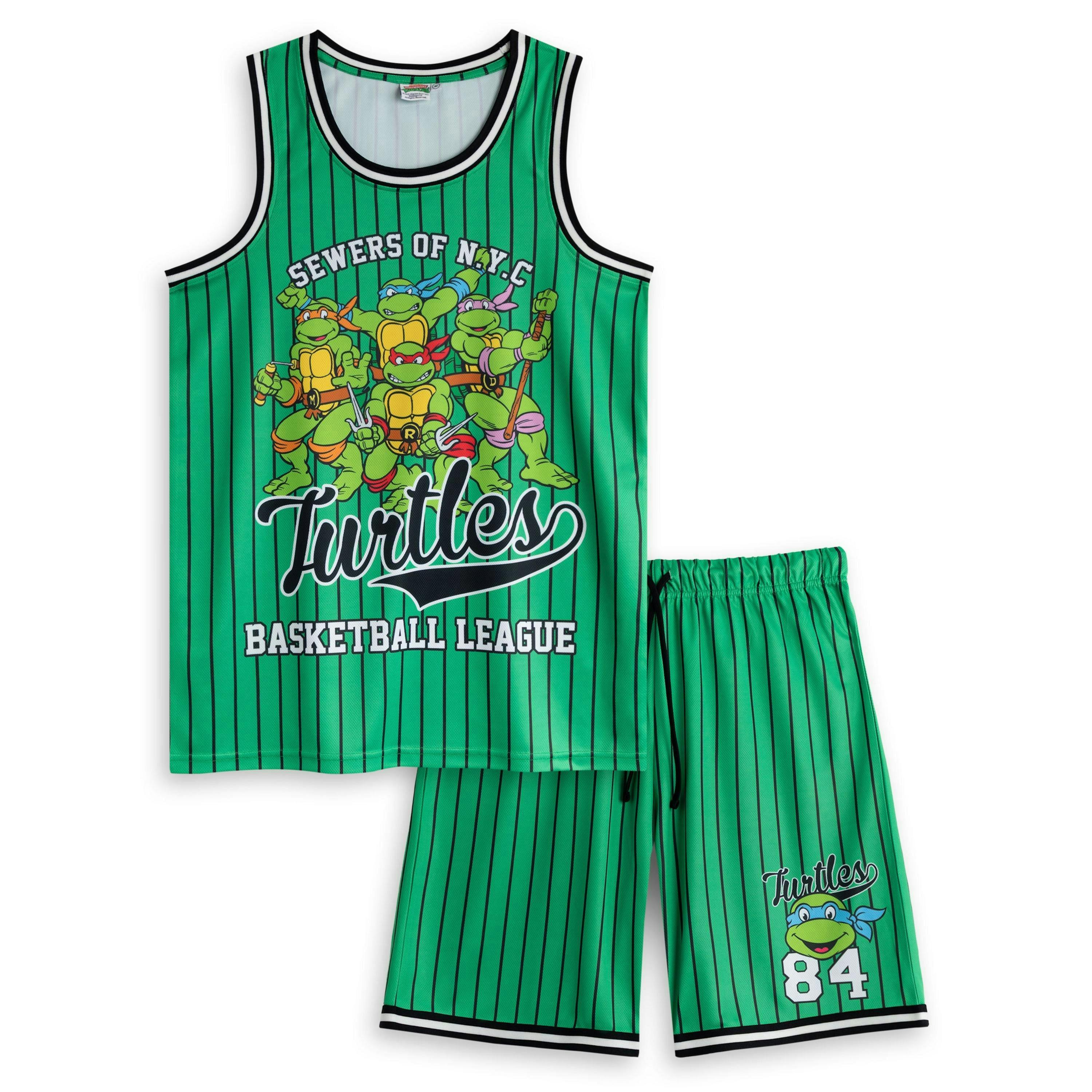 Teenage Mutant Ninja Turtles Mens Green Sewers Of N.Y.C 2 Piece Basketball Set by Vanilla Underground , view 1 of 1
