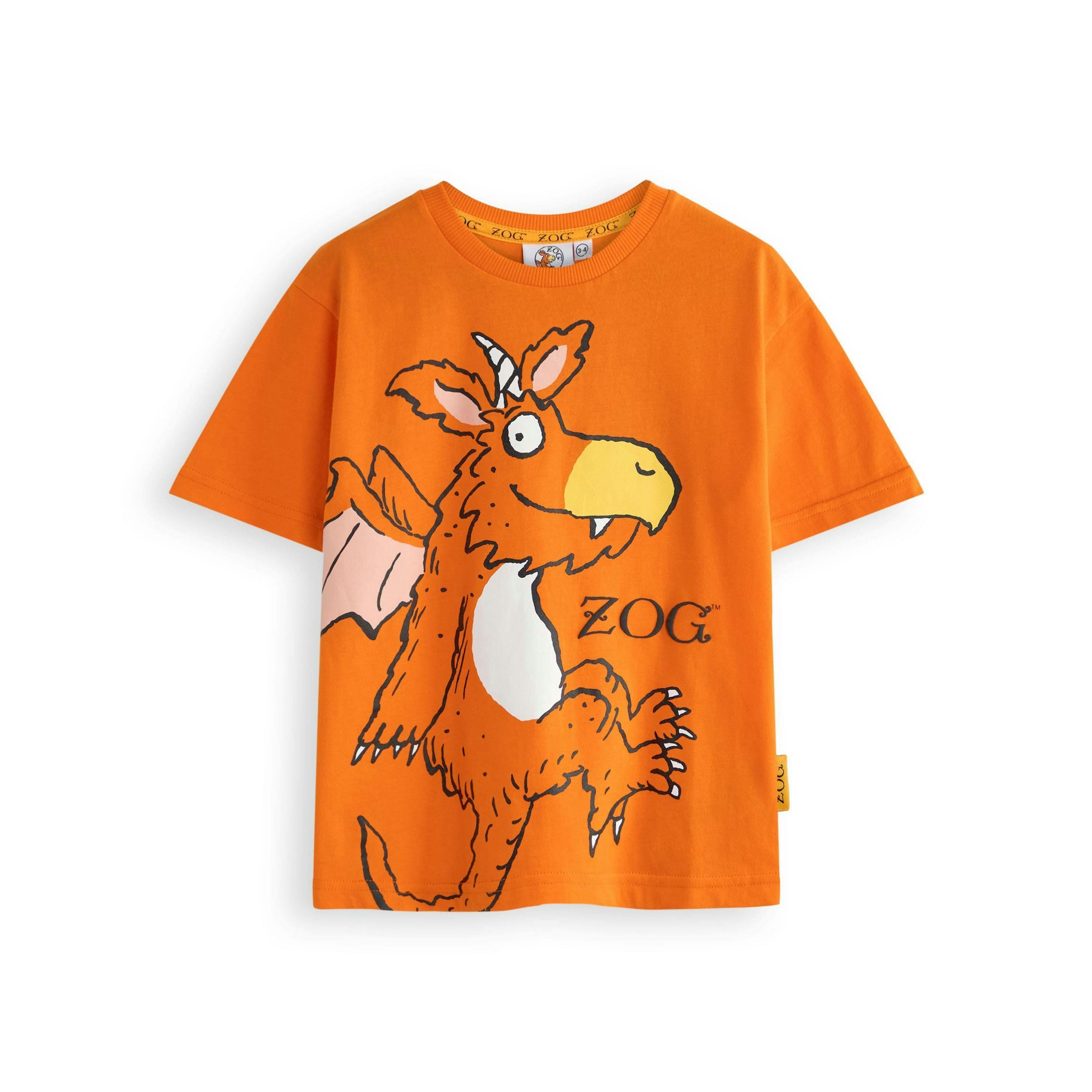 Gruffalo & Friends Zog Unisex Kids Orange Big Face Short Sleeved T-Shirt by Vanilla Underground , view 1 of 1