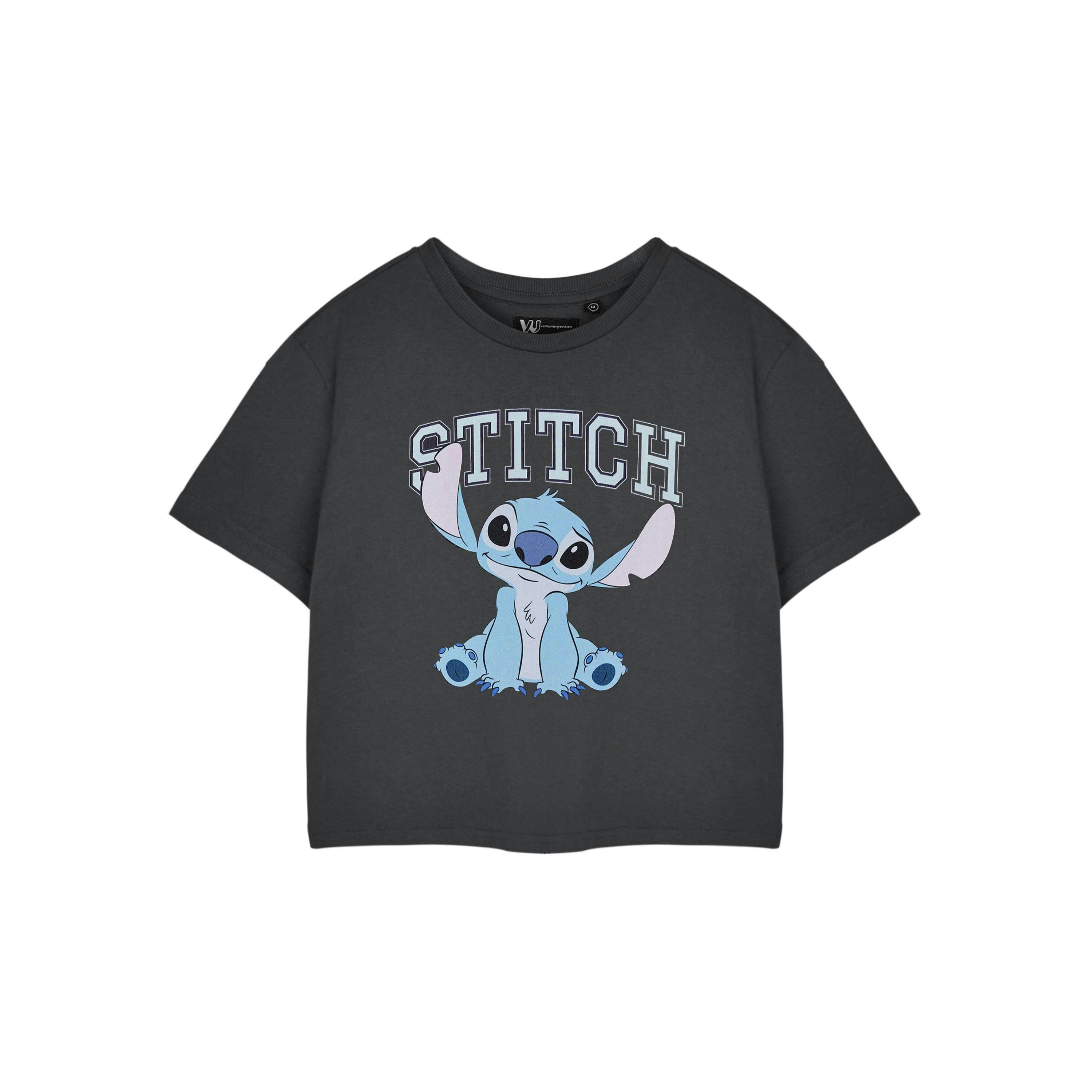 Disney Womens Grey College Crop Cropped Short Sleeved T-Shirt by Vanilla Underground , view 1 of 1