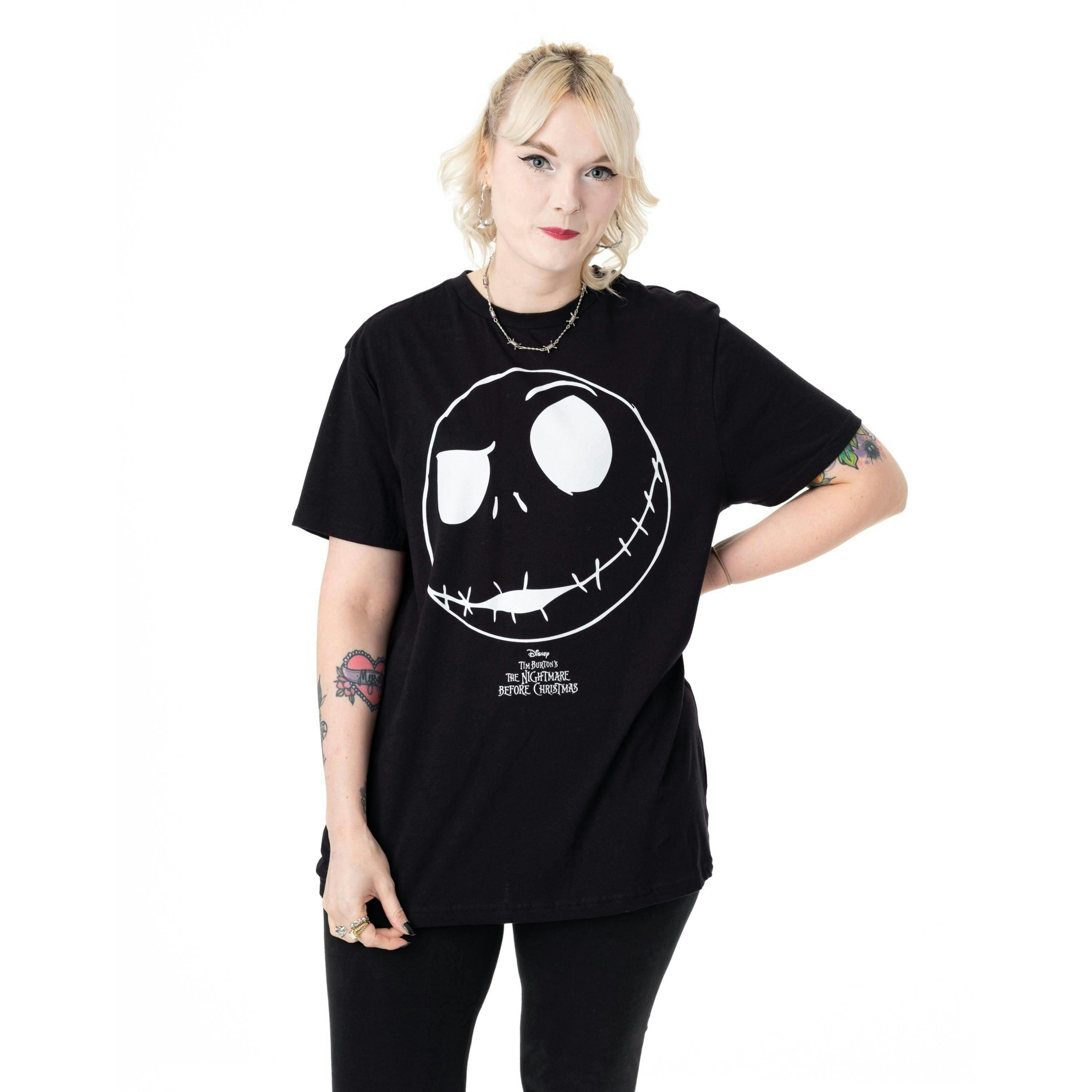 Disney The Nightmare Before Christmas Unisex Black Adults Jack Short Sleeved T-Shirt by Vanilla Underground , view 1 of 1