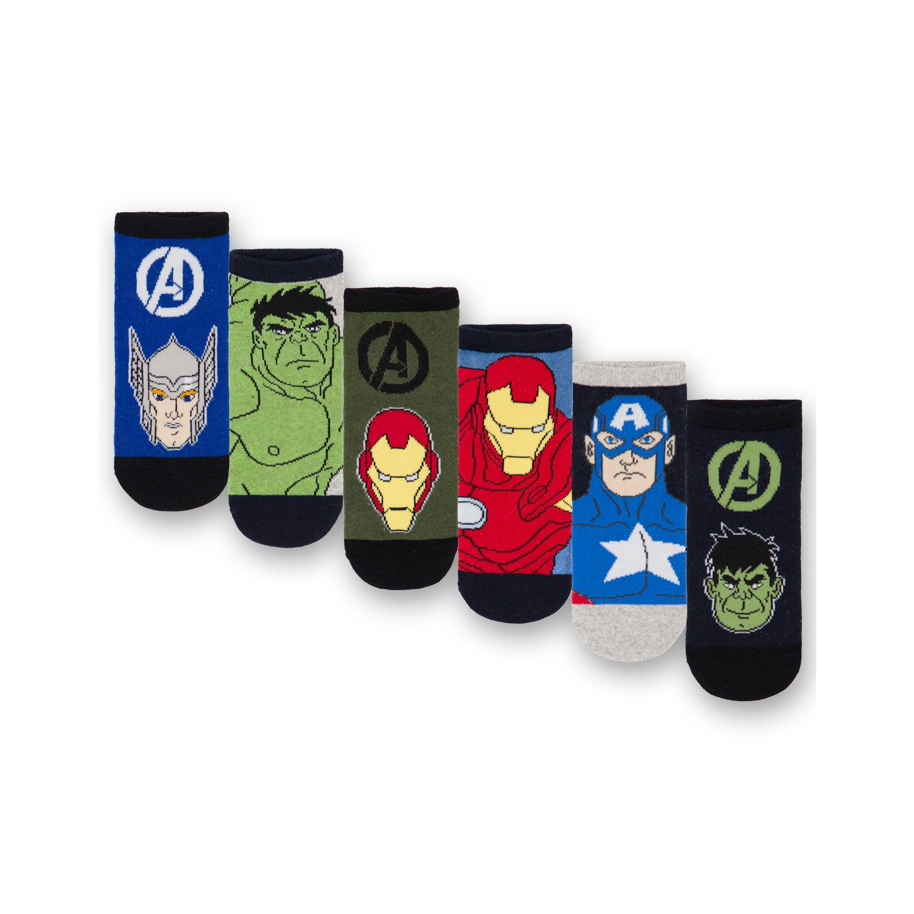 Marvel Avengers Character Boys Multicoloured 6 Pack Calf Socks Set of 6 by Vanilla Underground , view 1 of 1