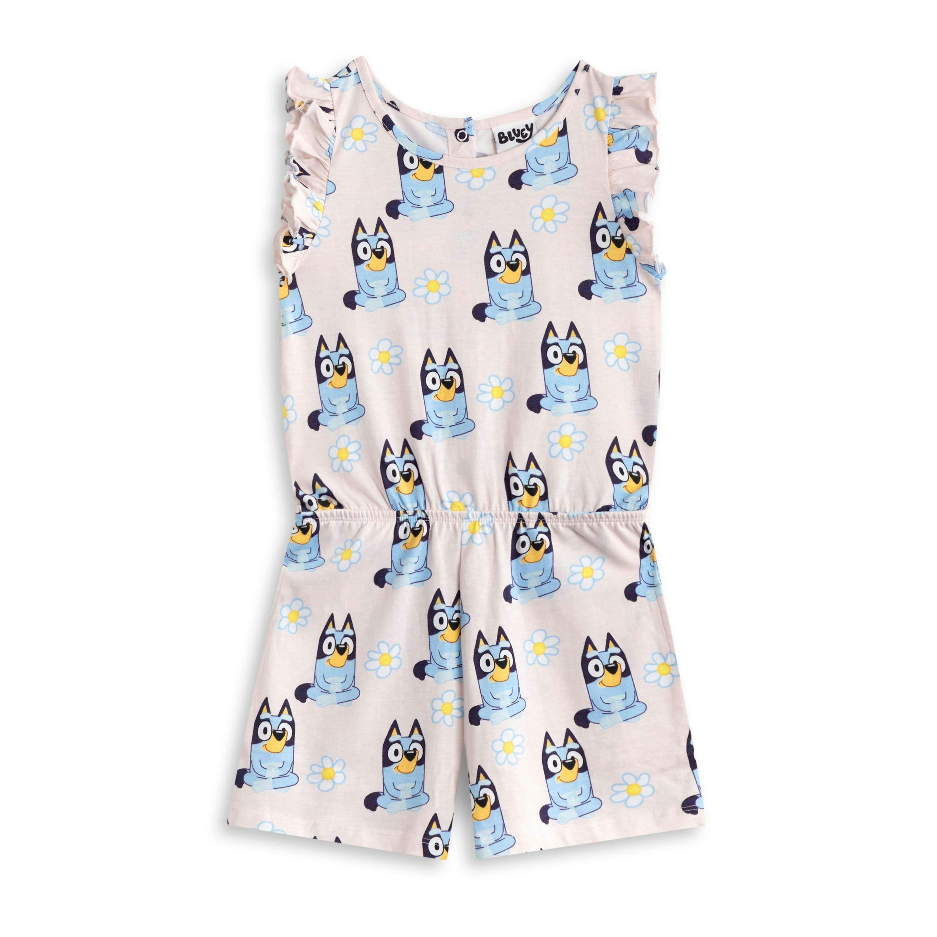 Bluey Girls Pink Character AOP Sleeveless Playsuit by Vanilla Underground , view 1 of 1