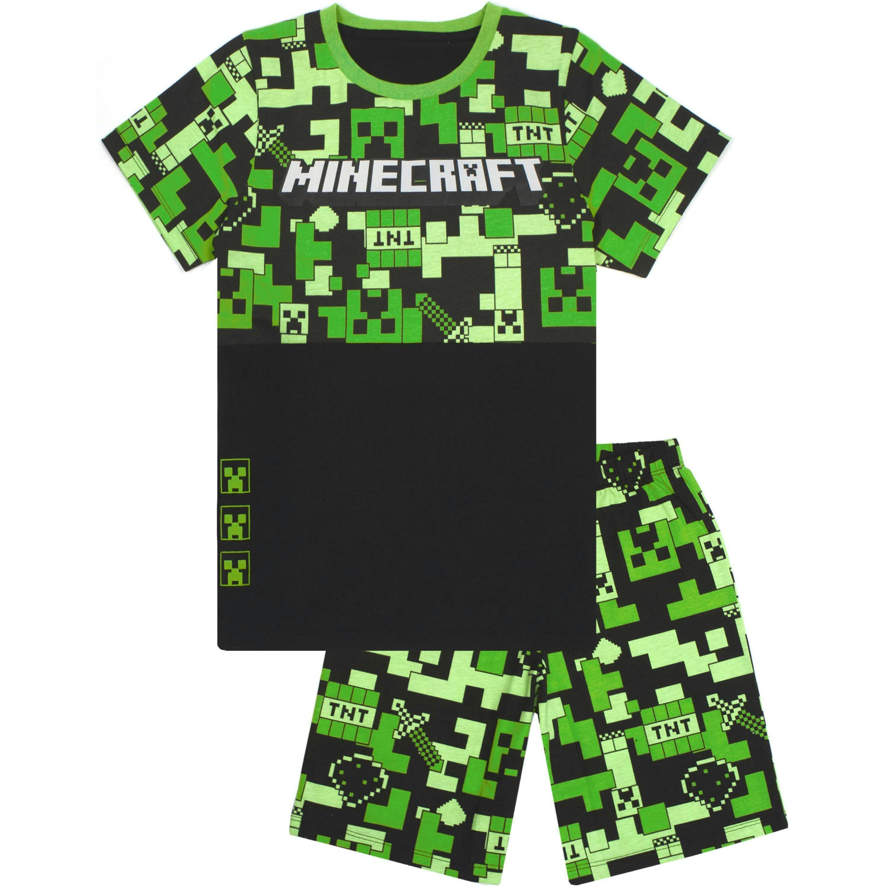 Minecraft Boys Green Creeper All-Over Print & Logo Short Sleeve Short Leg Pyjama Set by Vanilla Underground , view 1 of 1