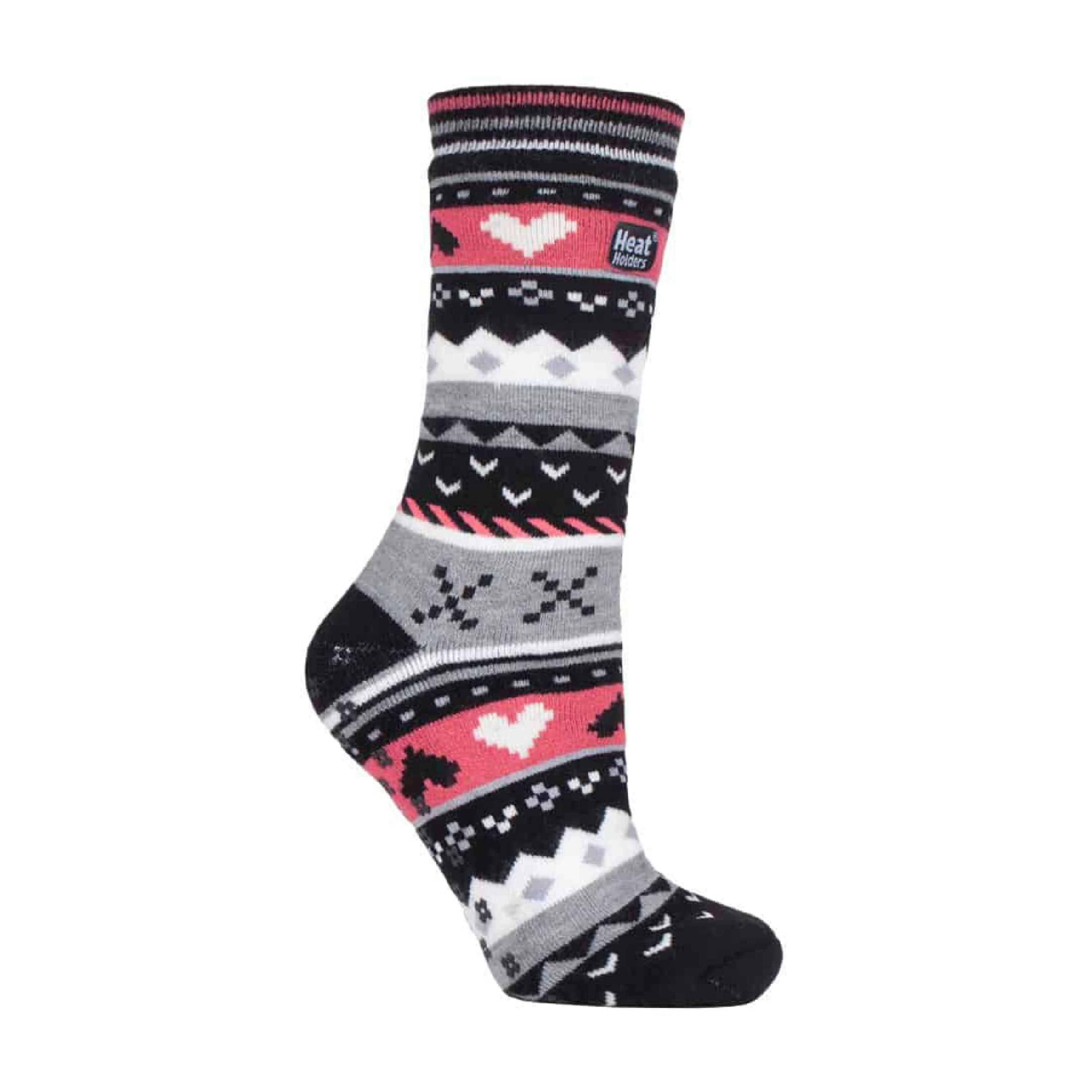 Ladies Fairisle Nordic Winter Non Slip Thermal Slipper Socks , view 1 of 5
