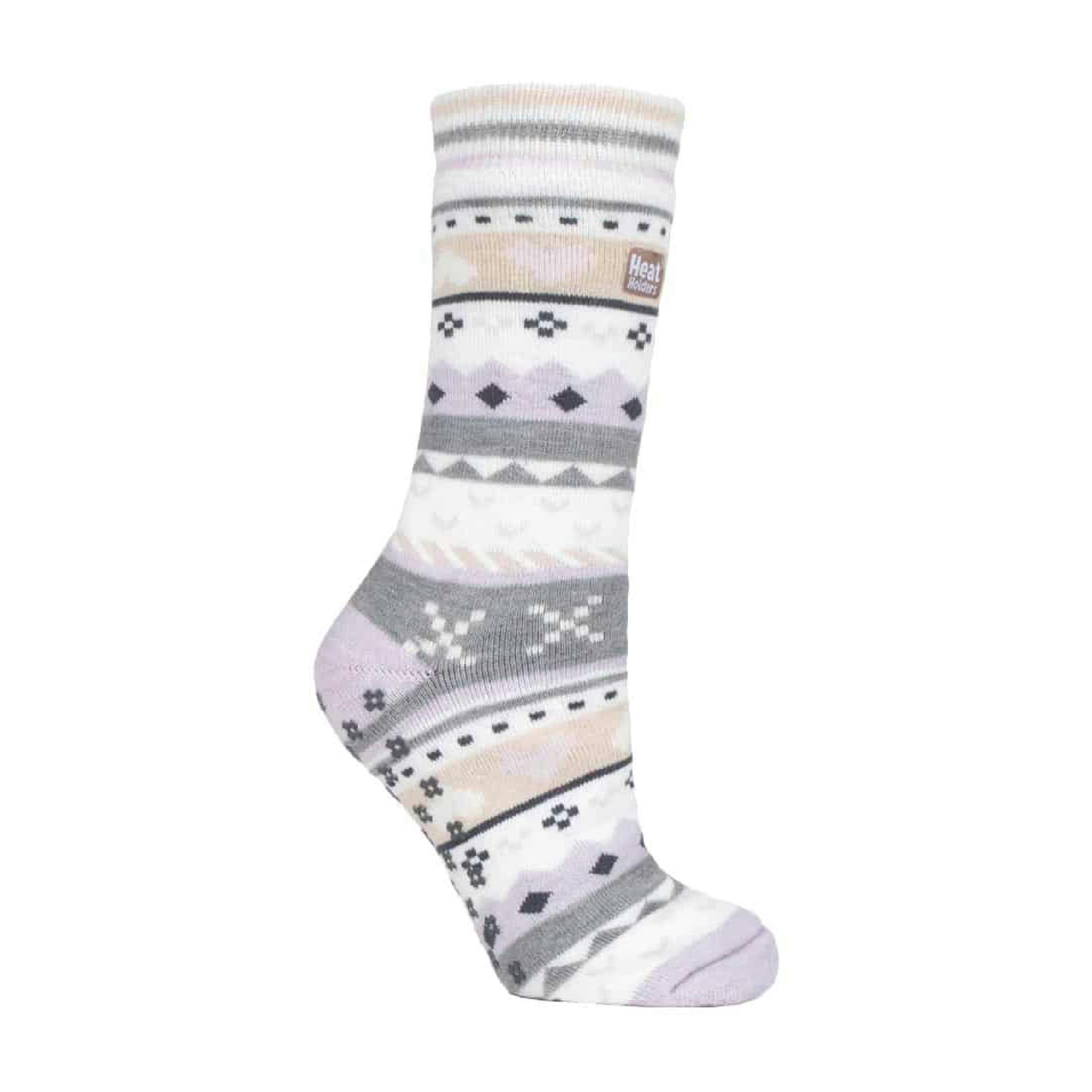 Ladies Fairisle Nordic Winter Non Slip Thermal Slipper Socks , view 1 of 5