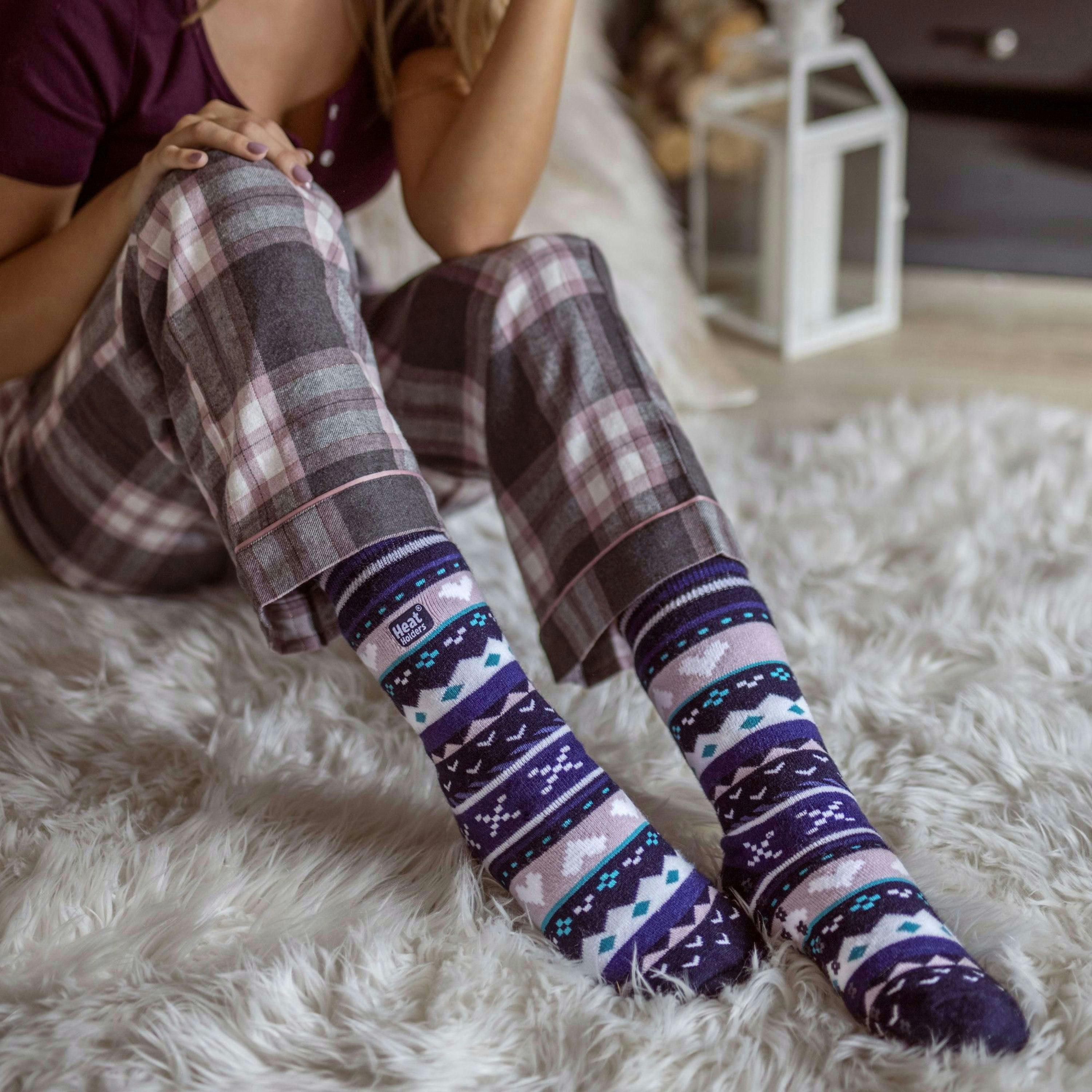 Ladies Fairisle Nordic Winter Non Slip Thermal Slipper Socks , view 5 of 5