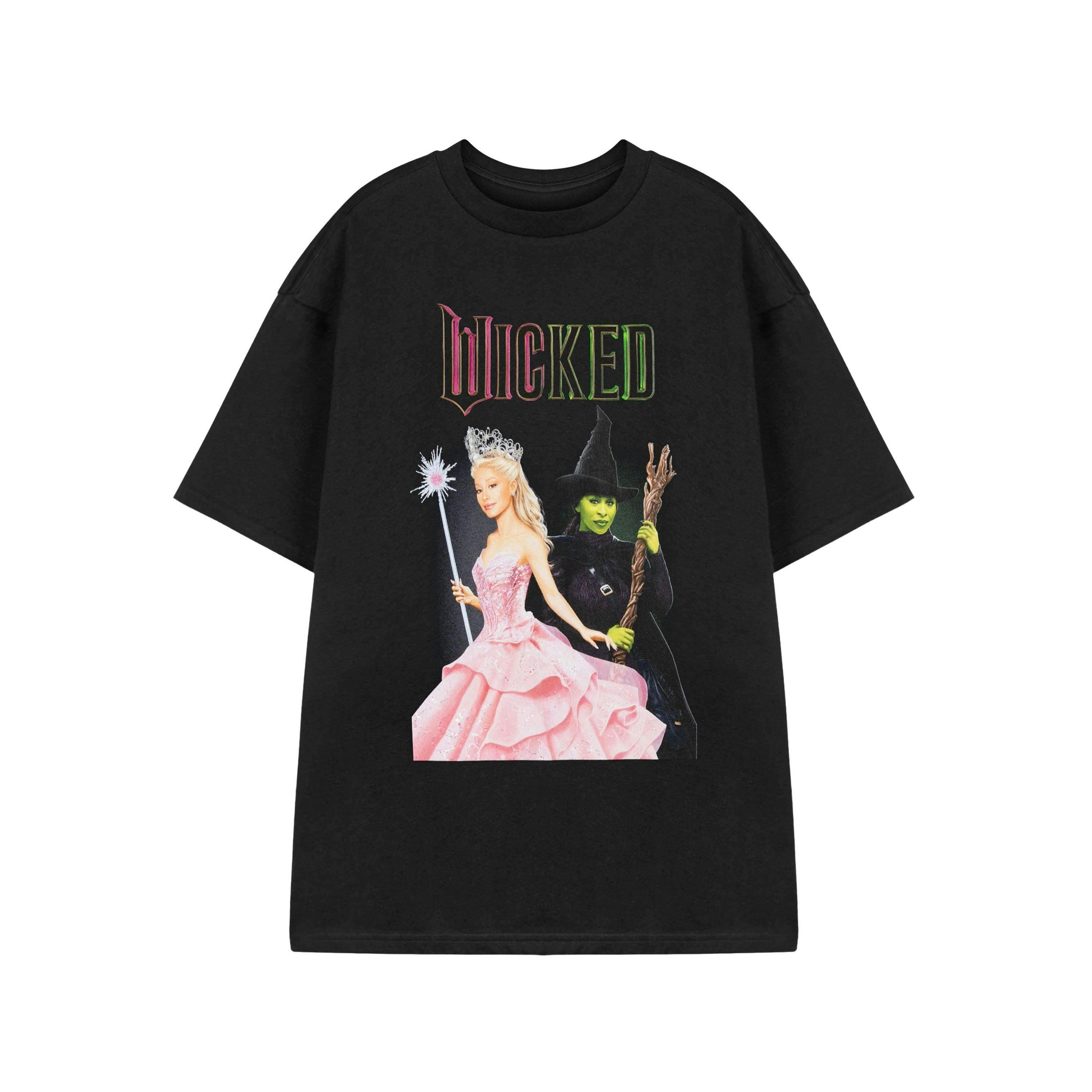 Wicked Womens Black Glinda & Elphaba Short Sleeved T-Shirt by Vanilla Underground , view 1 of 1