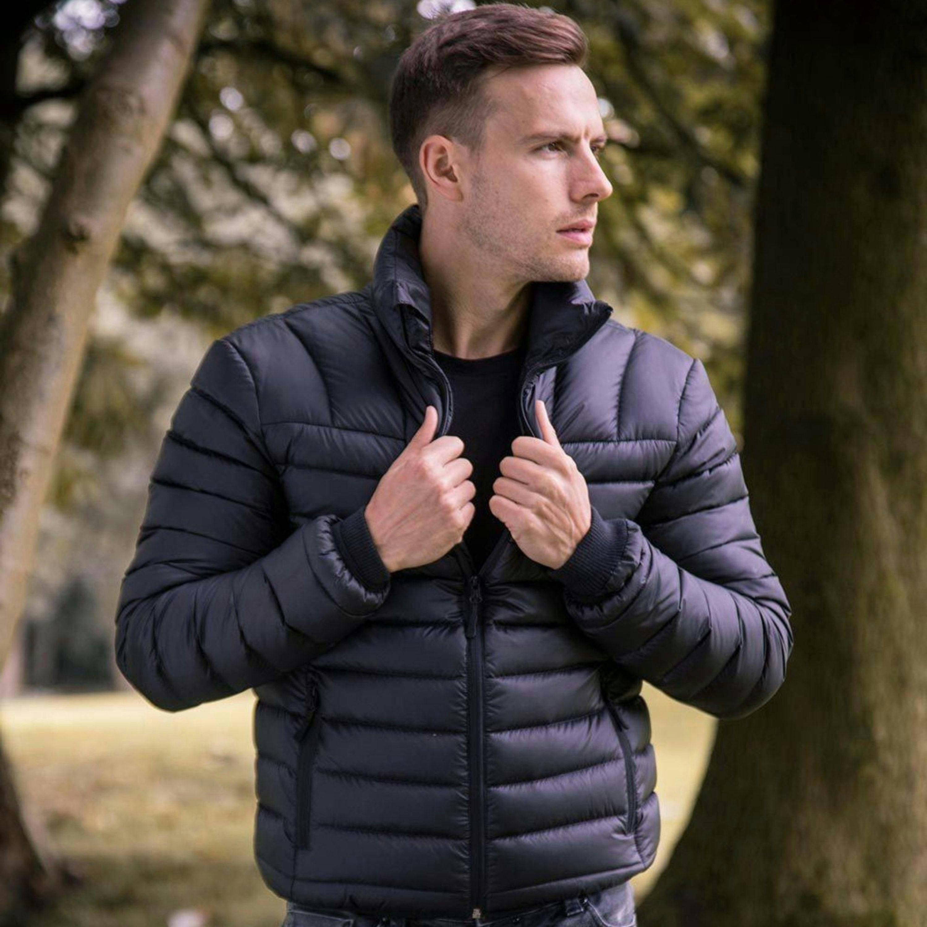 Mens Thermal Waterproof Fleece Lined Quilted Puffer Jacket Coat in a Bag , view 3 of 5