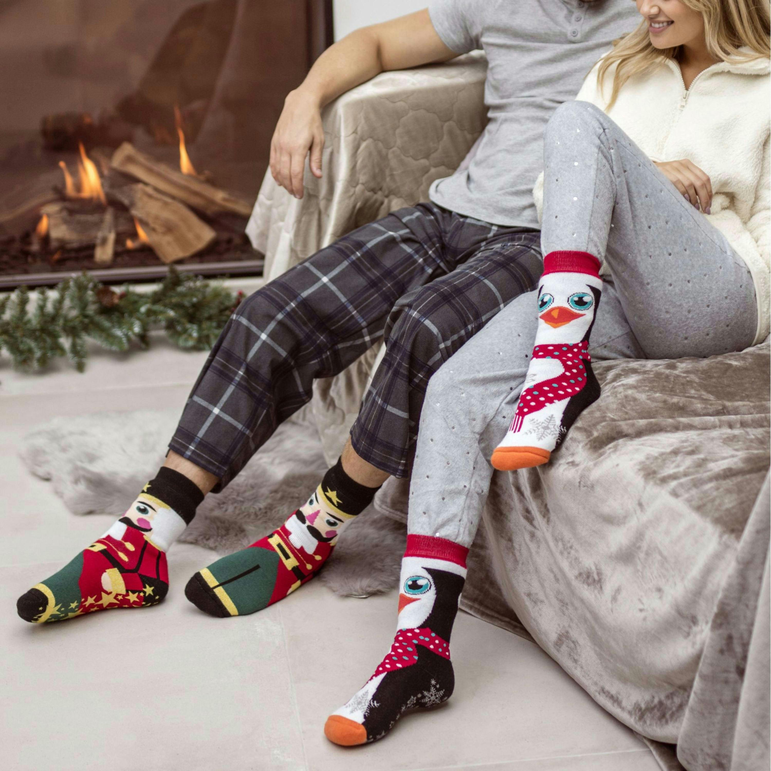 Ladies Christmas Non Slip Thermal Slipper Socks with Grippers , view 5 of 5