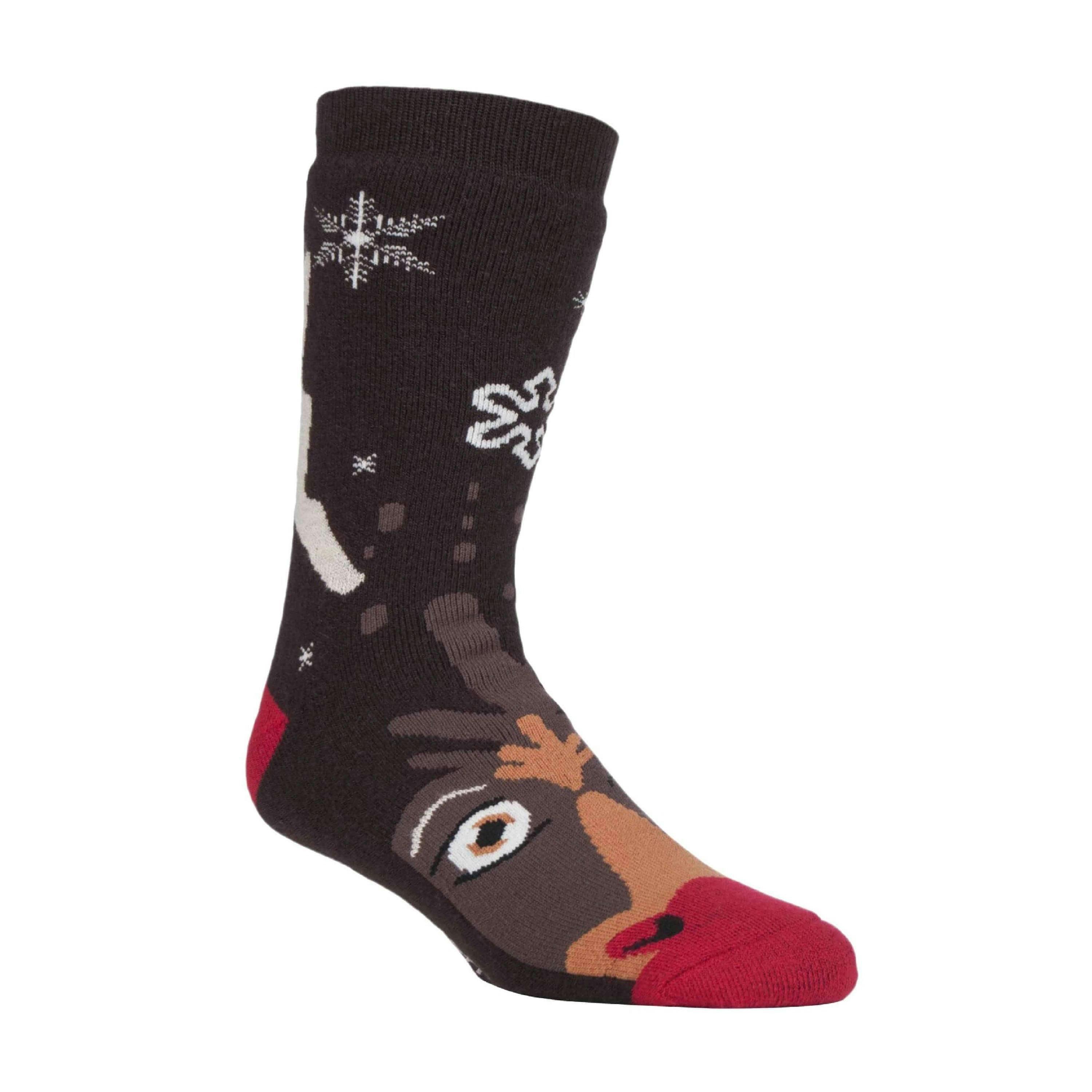 Mens Christmas Non Slip Thermal Slipper Socks with Grippers , view 1 of 5