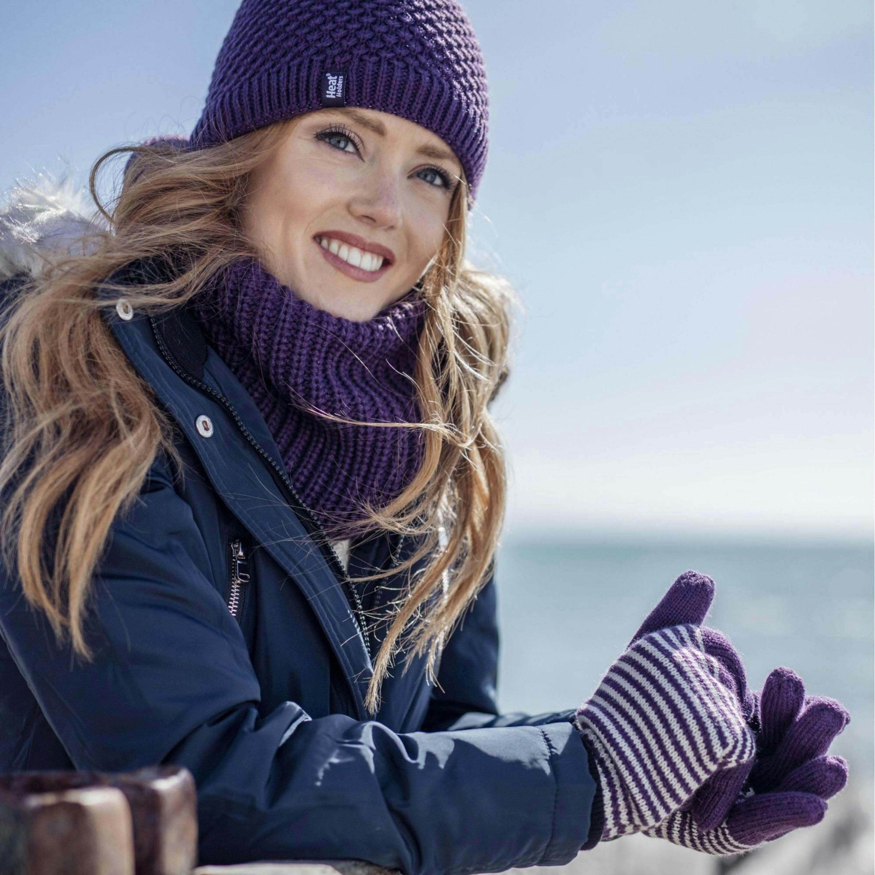 Ladies Winter Warm Fleece Lined Chunky Knit Thermal Neck Warmer , view 4 of 5