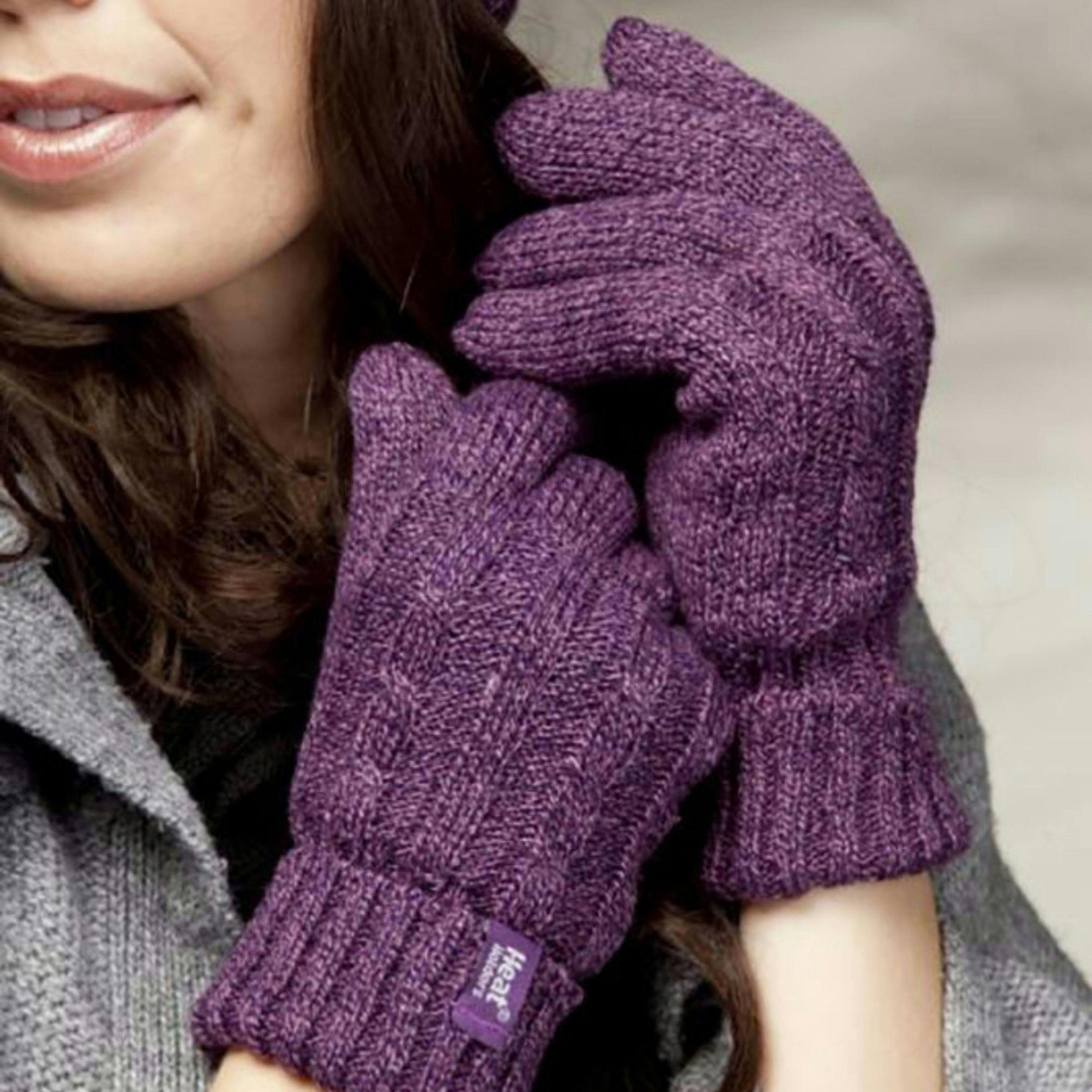 Ladies Cable Knit 2.3 Tog Fleece Lined Thermal Winter Gloves , view 4 of 5