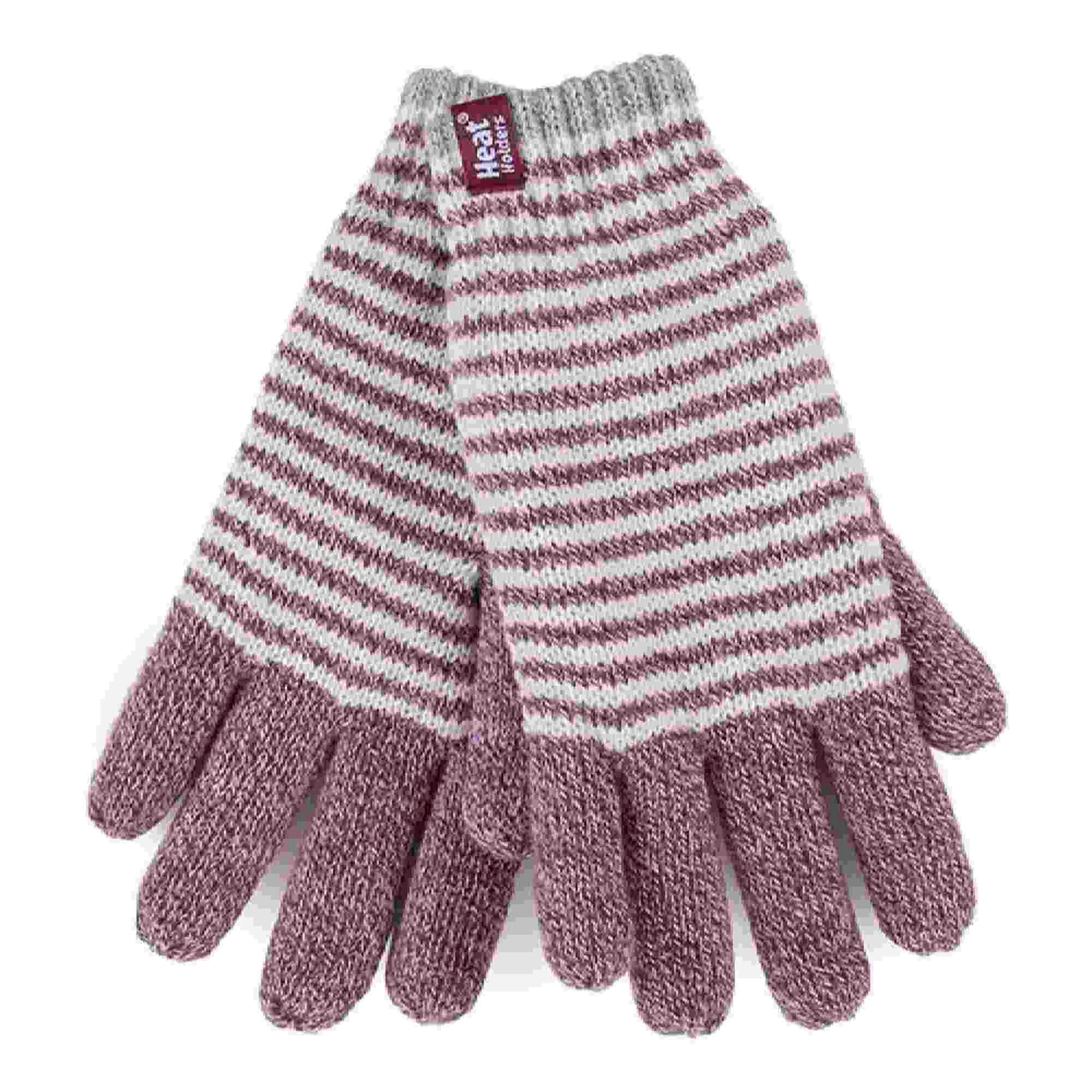 Ladies Striped Fleece Lined Knitted Warm Thermal Winter Gloves , view 1 of 5