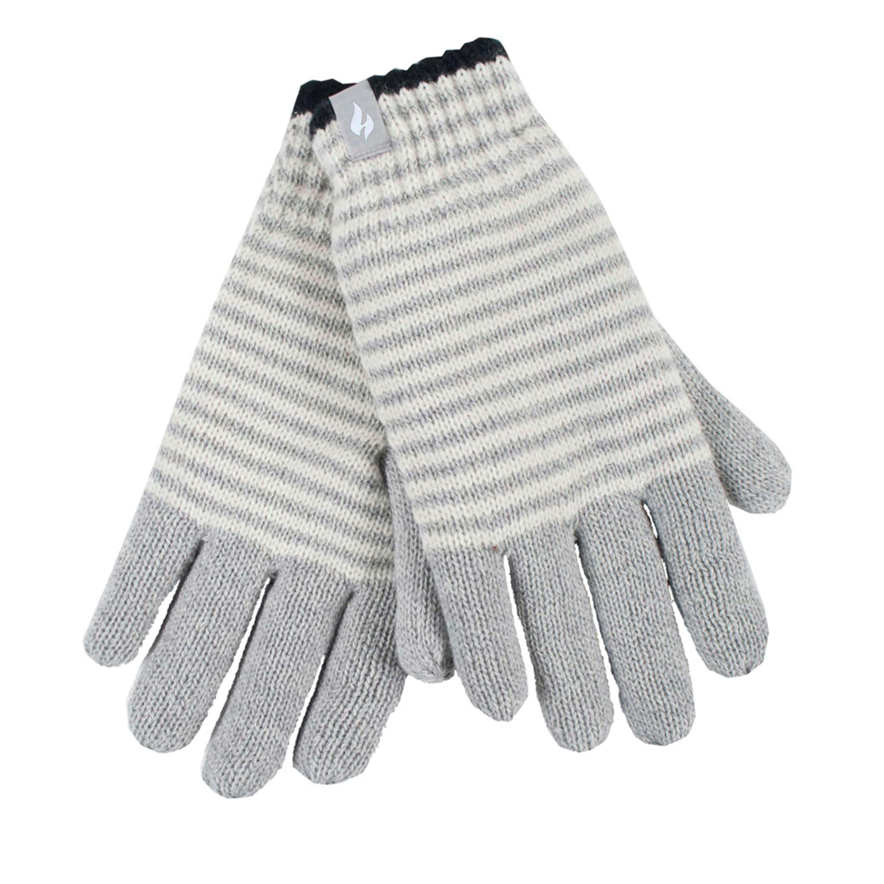 Ladies Striped Fleece Lined Knitted Warm Thermal Winter Gloves , view 1 of 5
