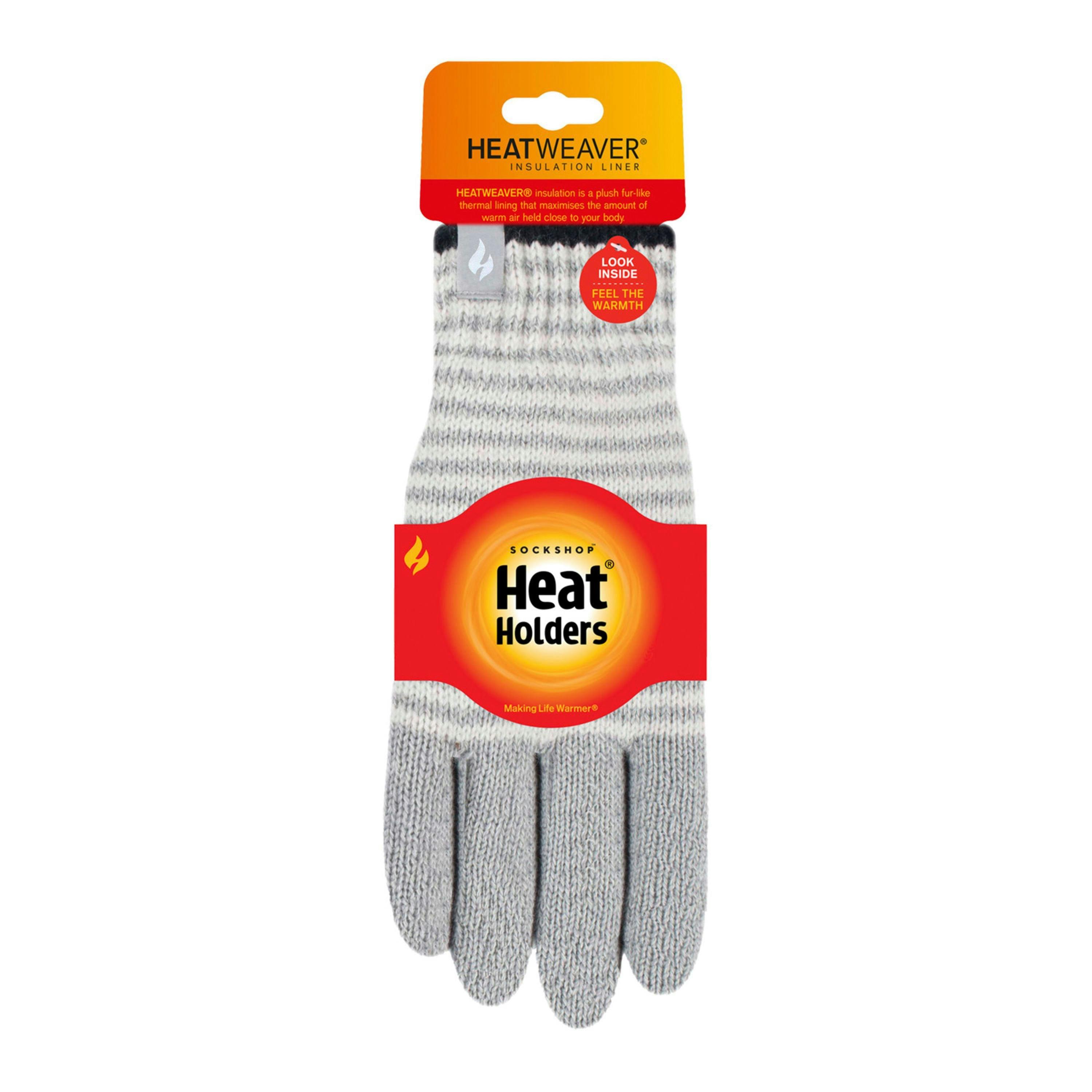 Ladies Striped Fleece Lined Knitted Warm Thermal Winter Gloves , view 2 of 5