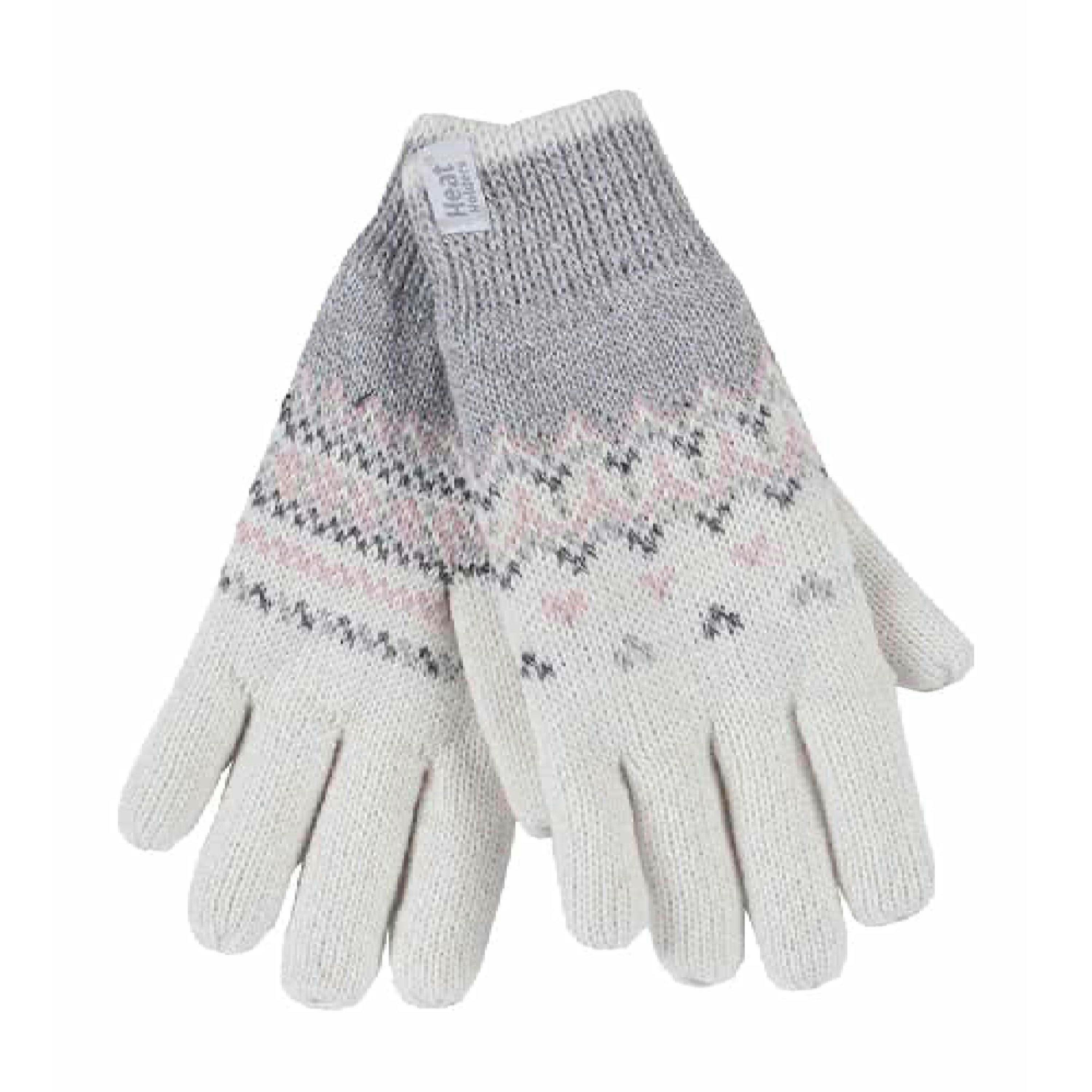 Ladies Fairisle Fleece Lined Knitted Warm Winter Thermal Gloves , view 1 of 5