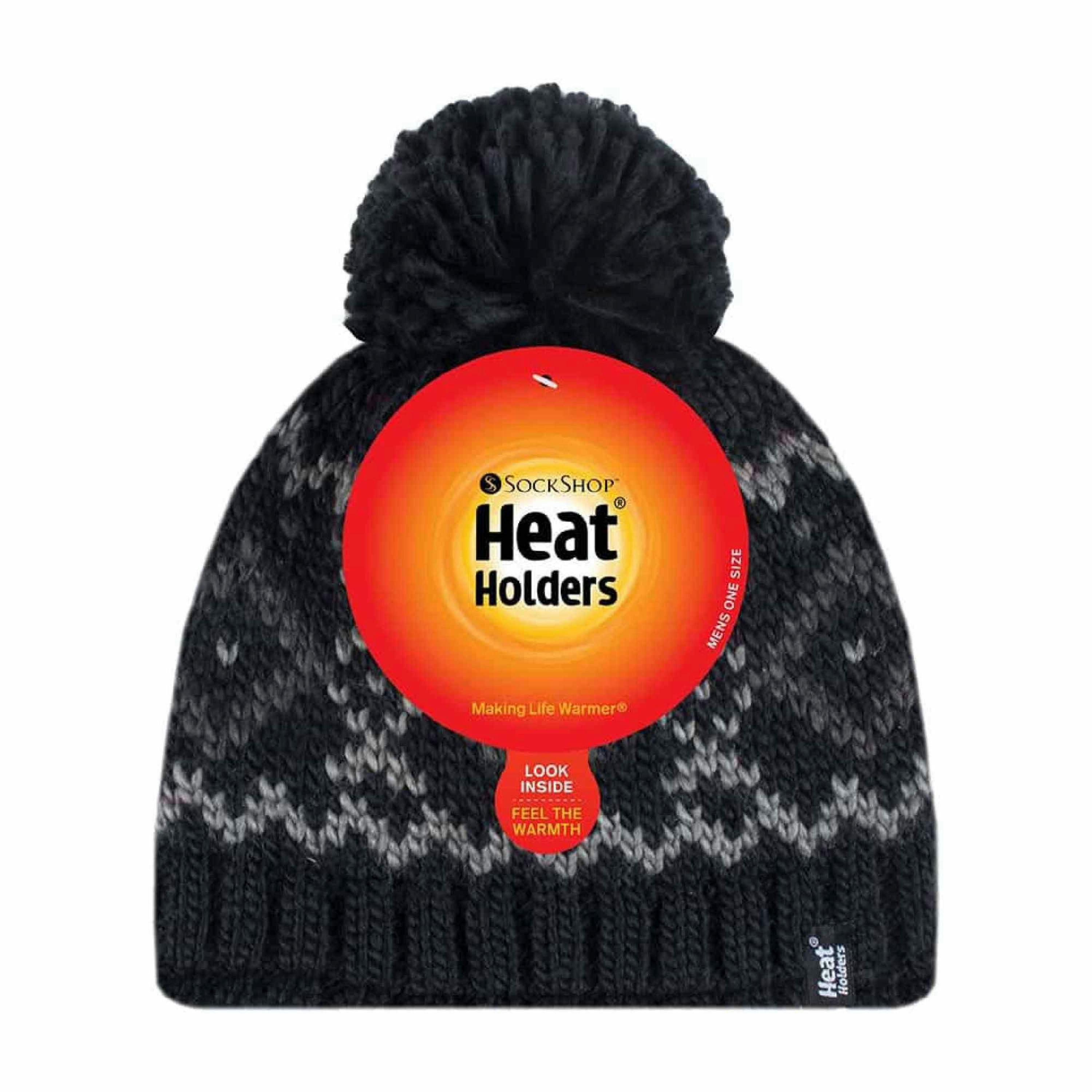 Mens Fleece Lined Thermal Winter Warm Beanie Bobble Hat with Pom Pom , view 2 of 5